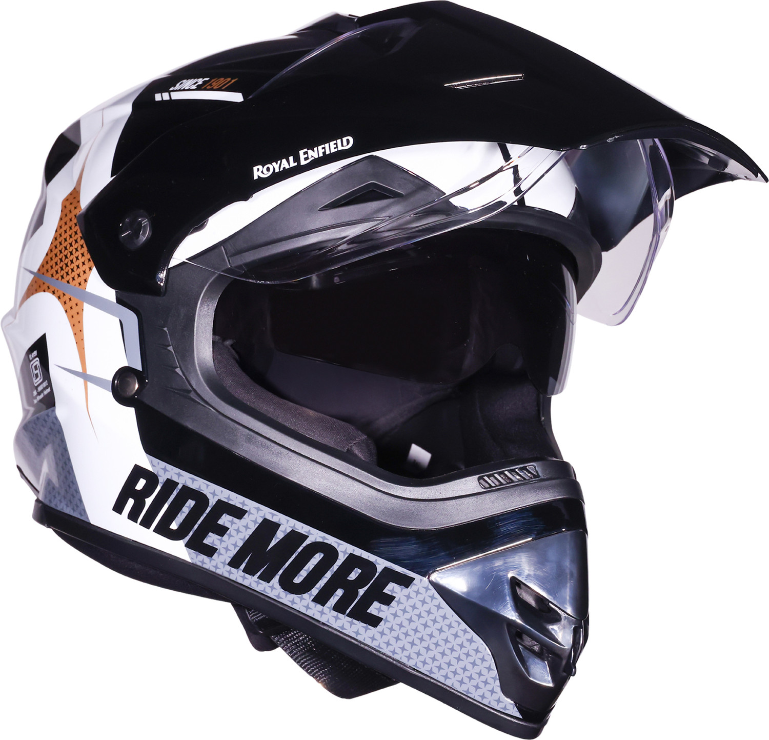 Image of ROYAL ENFIELD Throttle Kinetic Dual Sport Helmet with Graphics | ISI & DOT | For Men & Women Motorbike Helmet