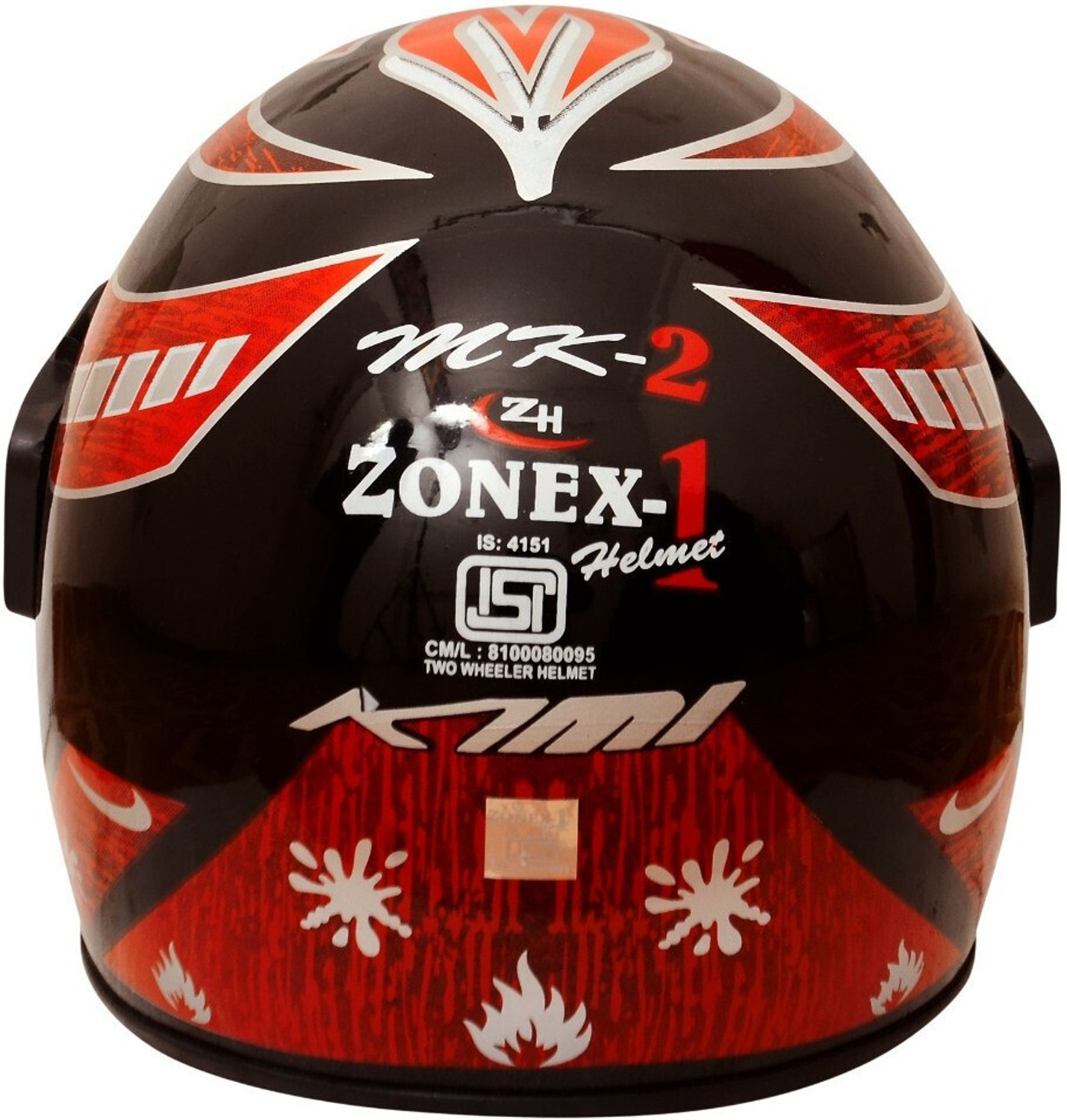 Image of zonex-1 Full Face Motorbike Helmet with Graphic ISI Approved Shell- Red, M 1 New Motorbike Helmet