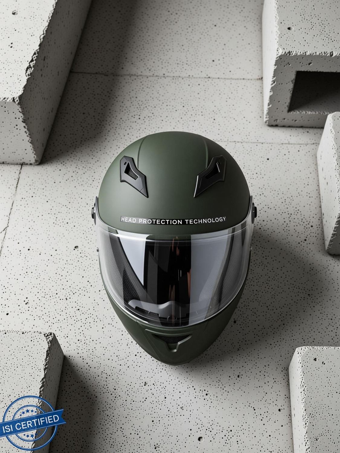 Image of STUDDS NINJA ELITE SUPER FULL FACE MILITARY GREEN - M Motorbike Helmet