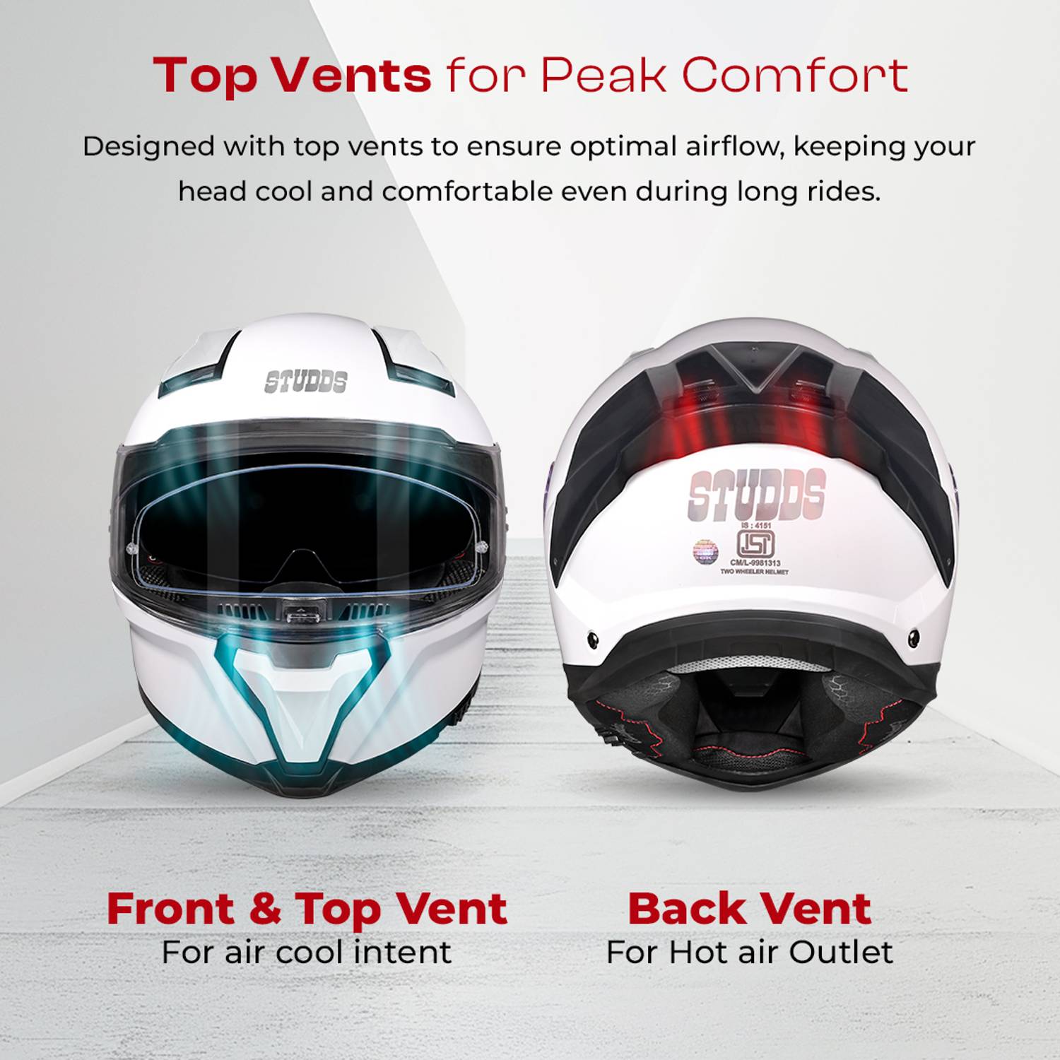 STUDDS Helios Full Face Motorbike Helmet - Image 3
