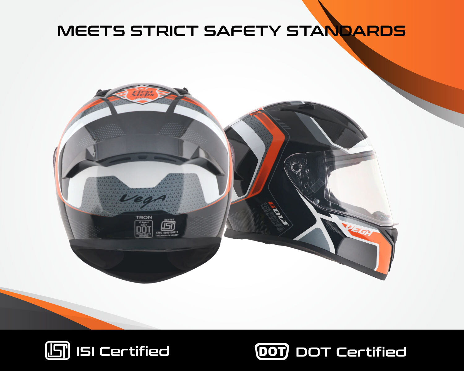 Image of VEGA Bolt Tron Helmet Motorbike Helmet