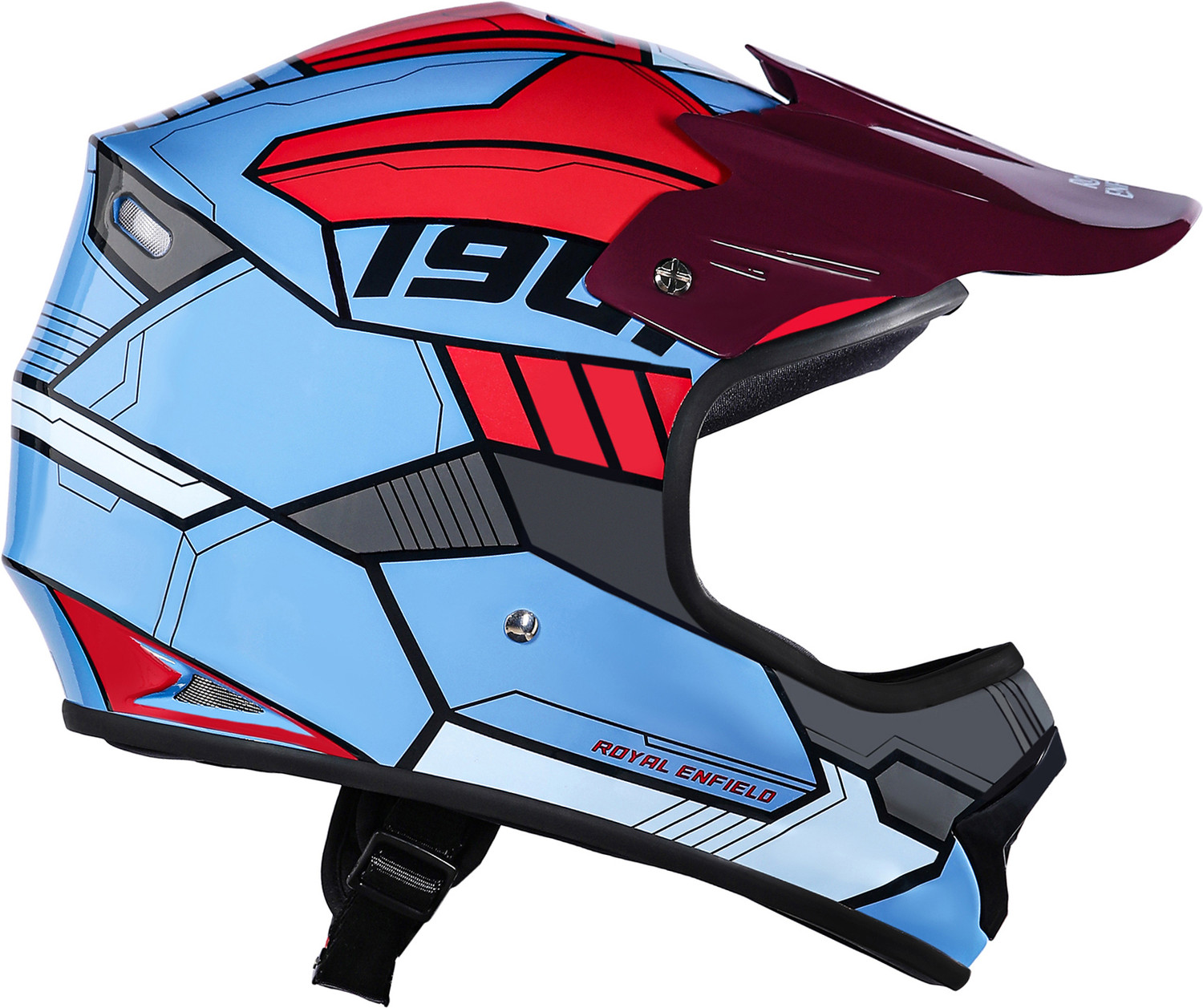Image of ROYAL ENFIELD Chase Full Face MotoCross Kids Helmet with Sunpeak - ISI Certified Motorbike Helmet
