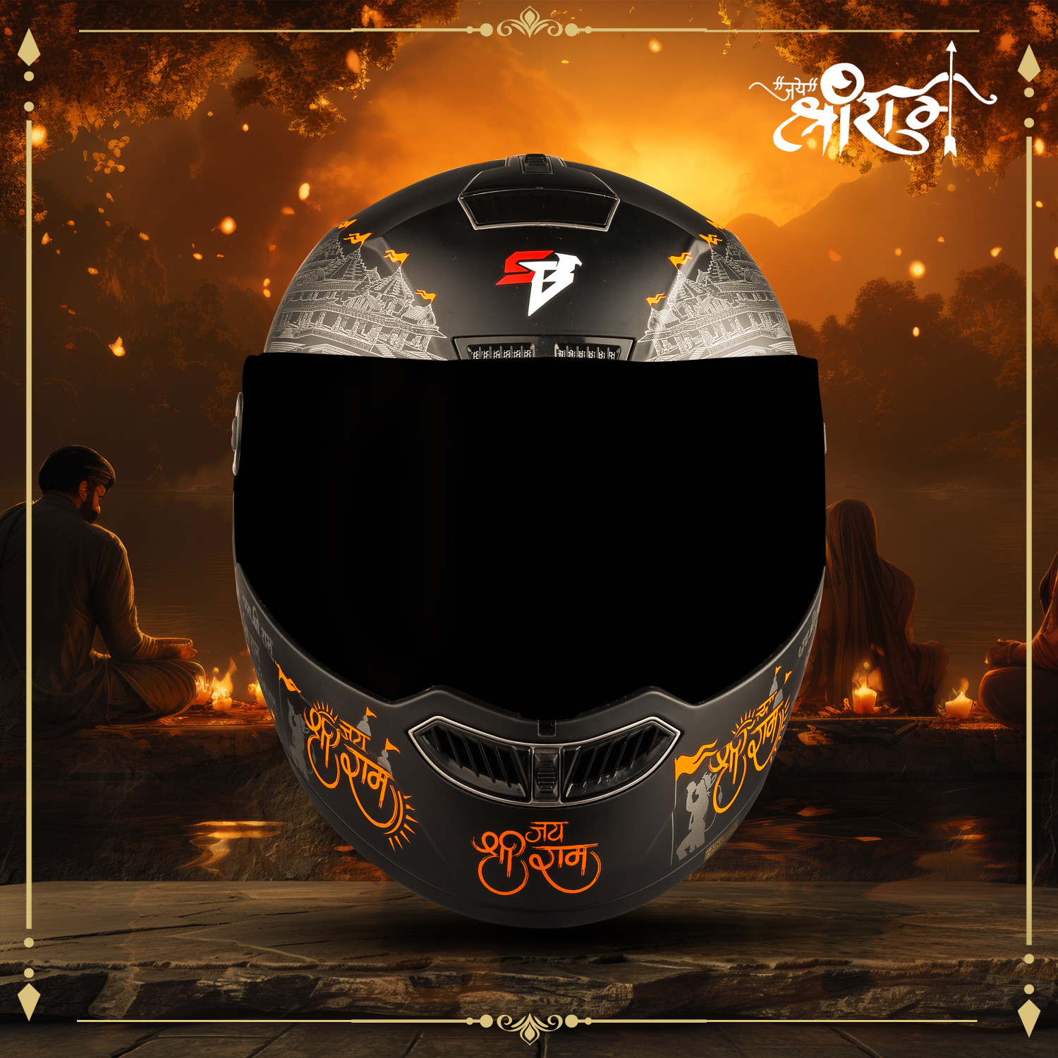 Image of Steelbird SBA-7 Jai Shree Ram ISI Certified Flip-Up Helmet for Men and Women Motorbike Helmet