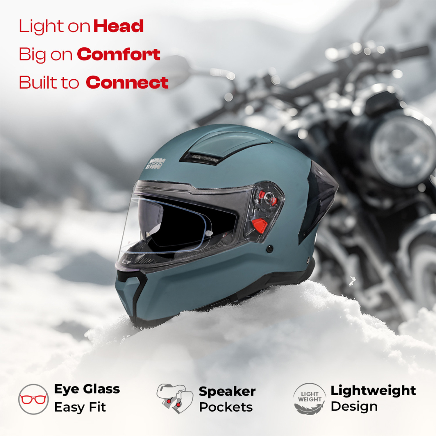 Image of STUDDS Helios Full Face ISI and DOT Certified Helmet with Antifog 100 Lens Motorbike Helmet