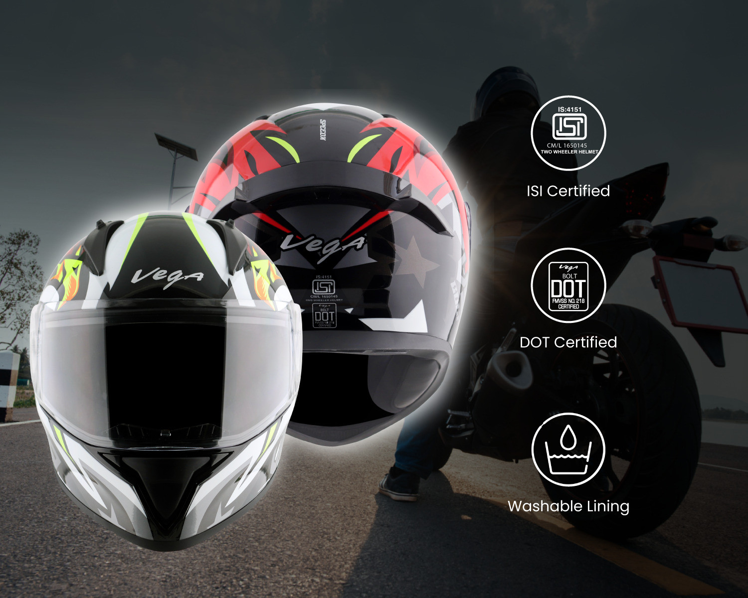 Image of VEGA Speedx Motorbike Helmet