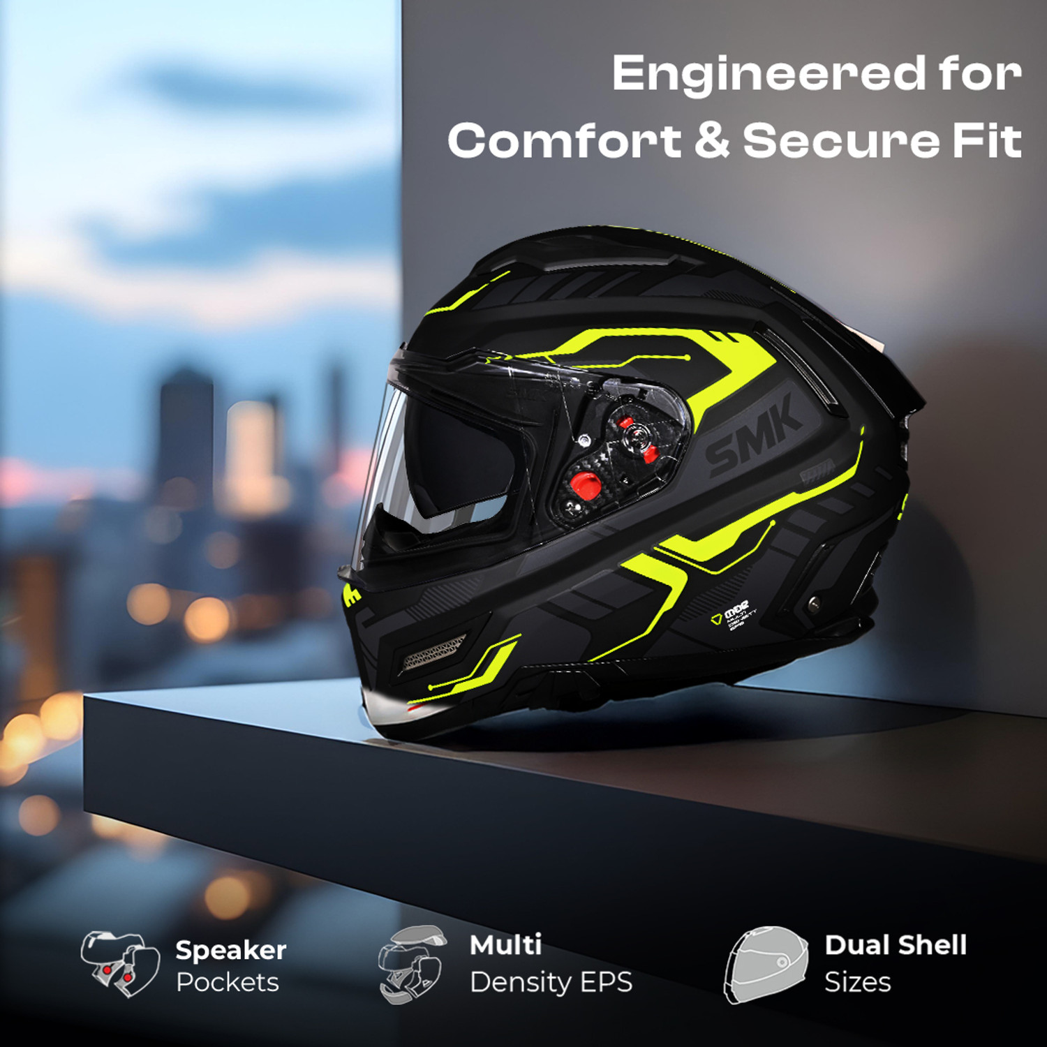 Image of SMK AGNAR TEKTRON ISI, DOT & ECE 06 Certified Helmet with Dual Visor Motorbike Helmet