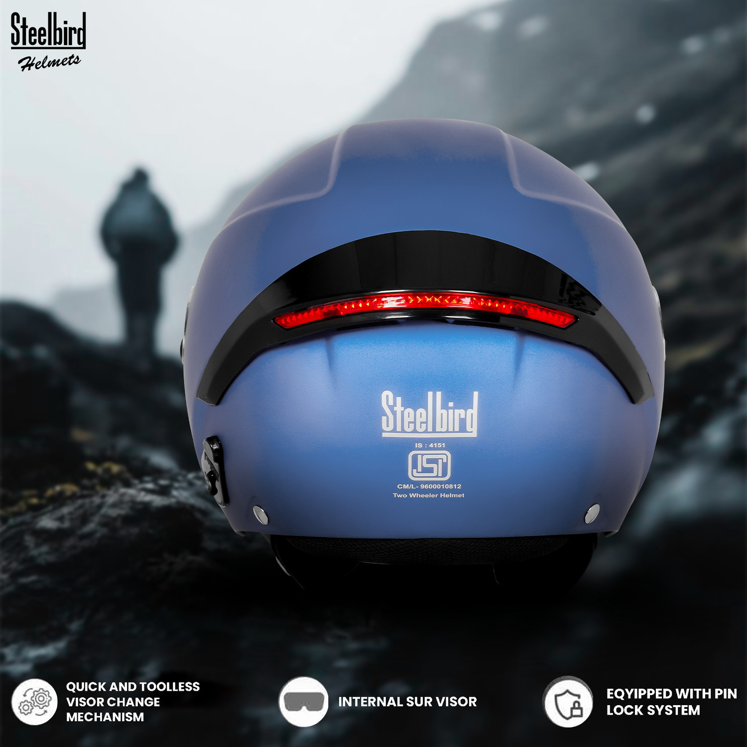 Image of Steelbird SBH-64 GT Reflector ISI Certified Open Face Helmet for Women and Men Motorbike Helmet