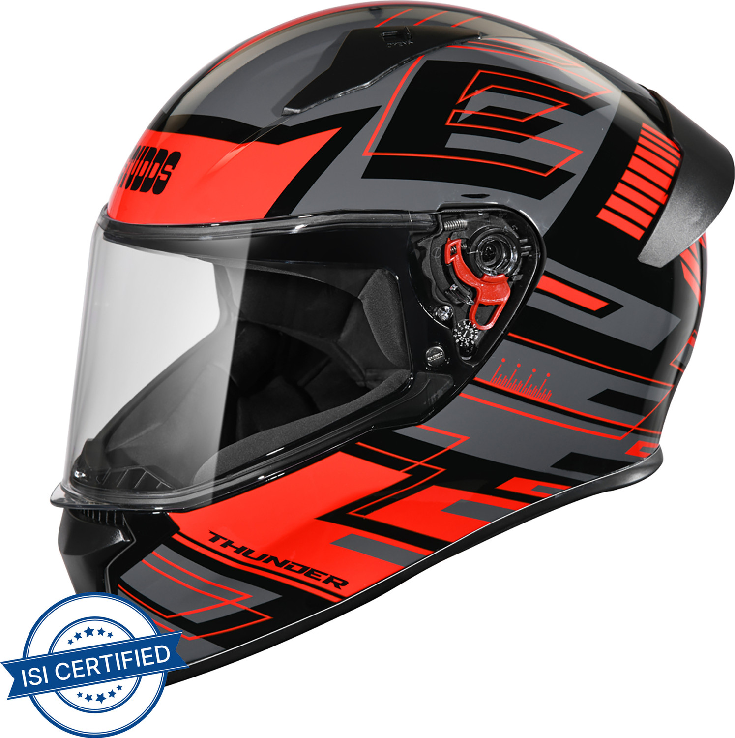 Image of STUDDS Thunder Full Face Helmet D3 with Clear Visor (Black N2, L) Motorbike Helmet