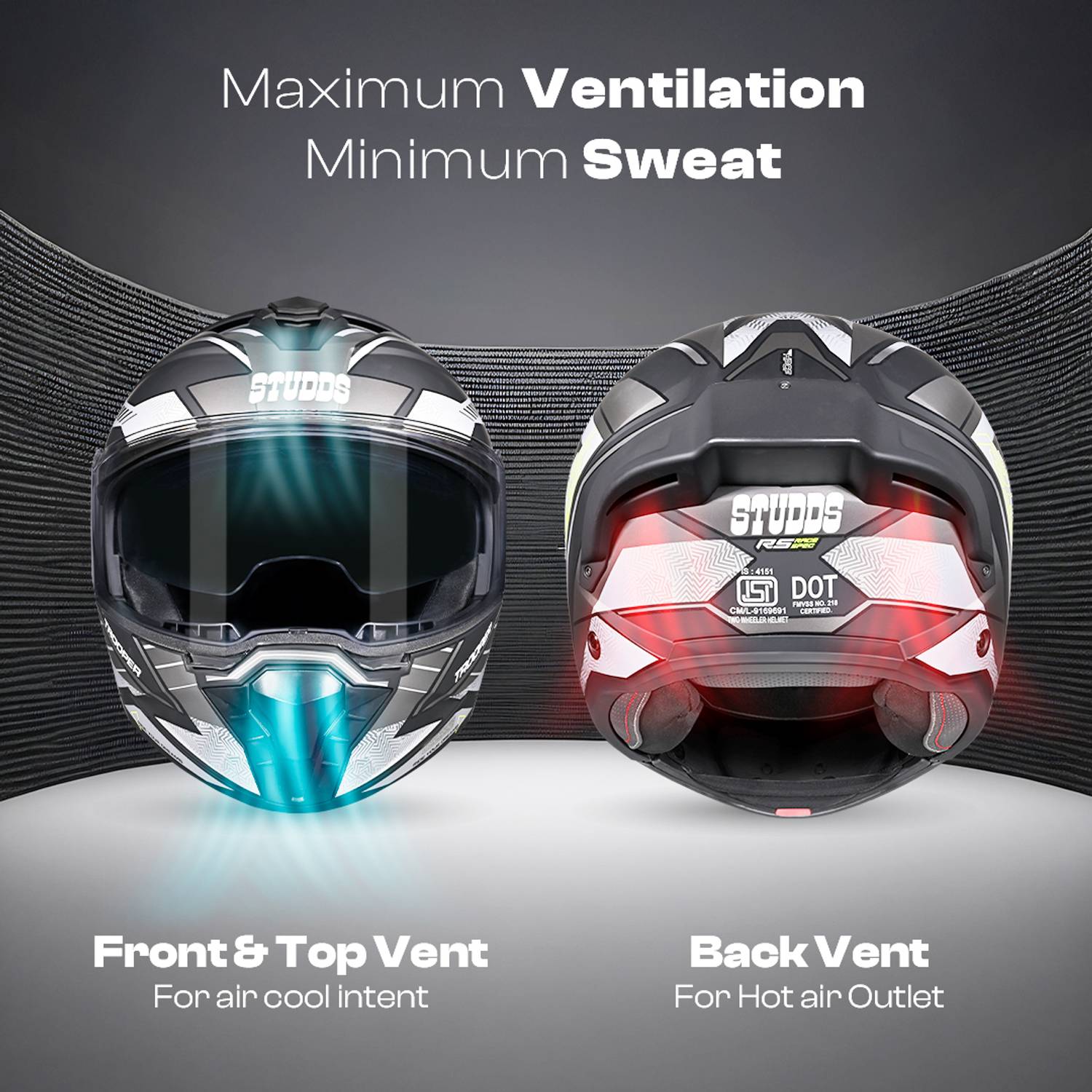 STUDDS Trooper D4 Race Flip-Up Helmet - Image 3