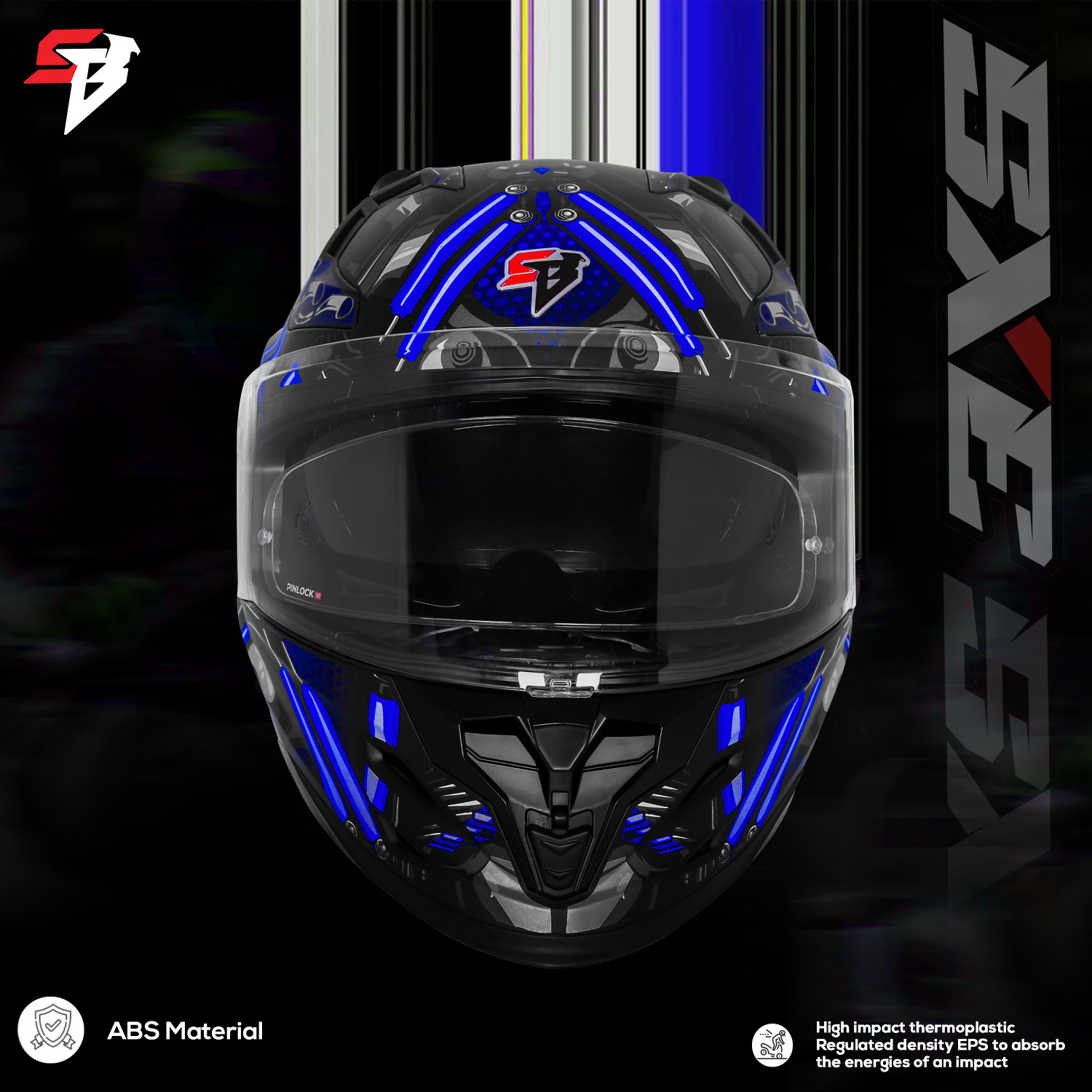 Image of Steelbird SBH 61 SXE X2 ISI and Dot Certified Full Face Graphic Helmet for Men Motorbike Helmet