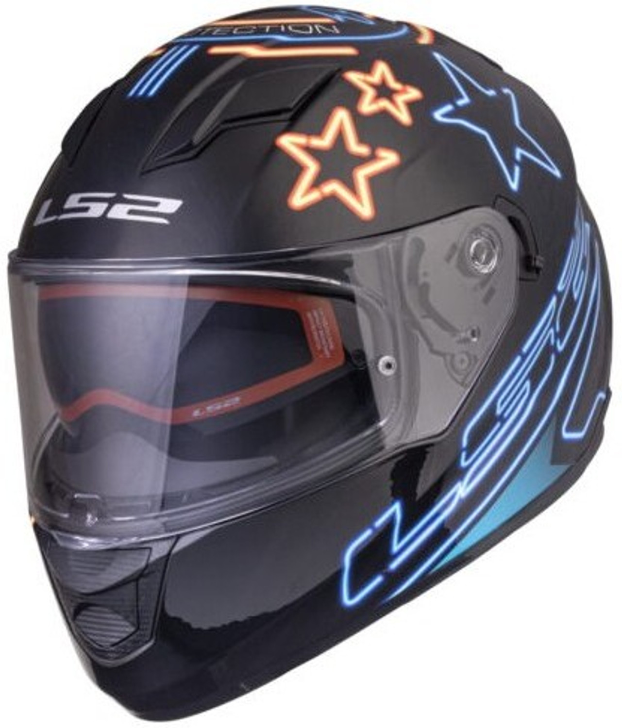 Image of LS2 FF320 STREAM EVO NEON MATT BLACK BLUE FLUO ORANGE XL Motorbike Helmet