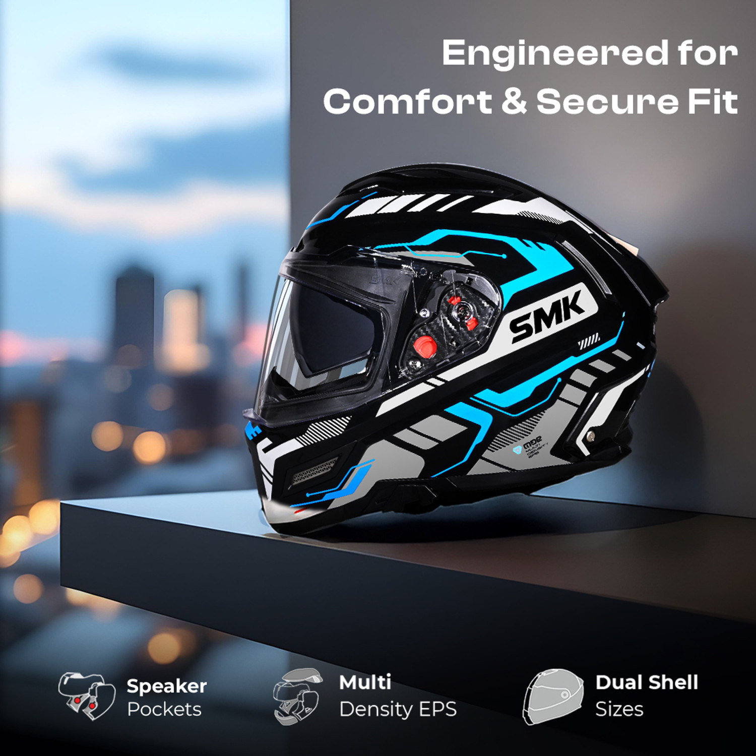 Image of SMK AGNAR TEKTRON ISI, DOT & ECE 06 Certified Helmet with Dual Visor Motorbike Helmet