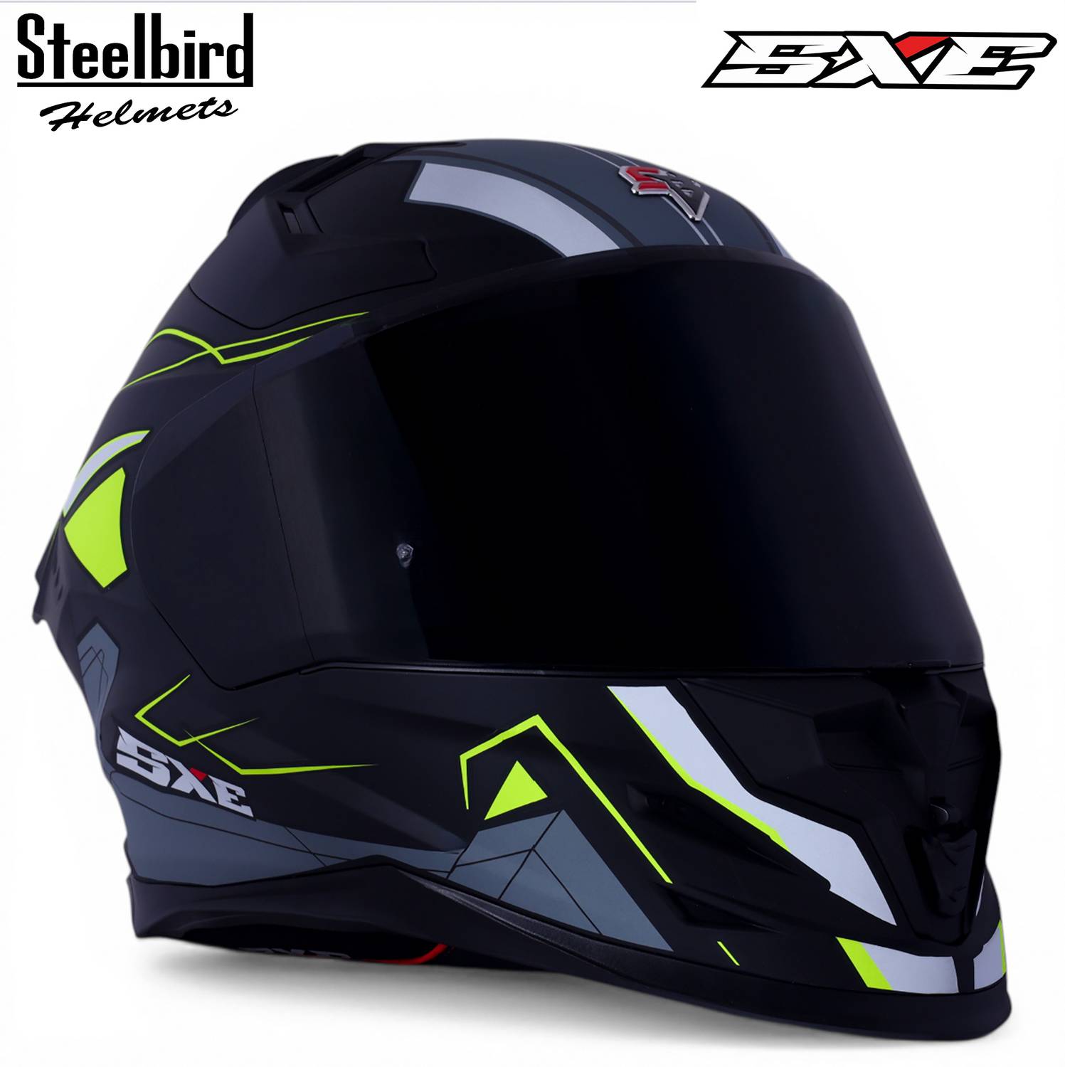 Steelbird Air SBH-61 ISS SXE RACE-X TPE Edition Matt Black Neon Helmet - Image 1