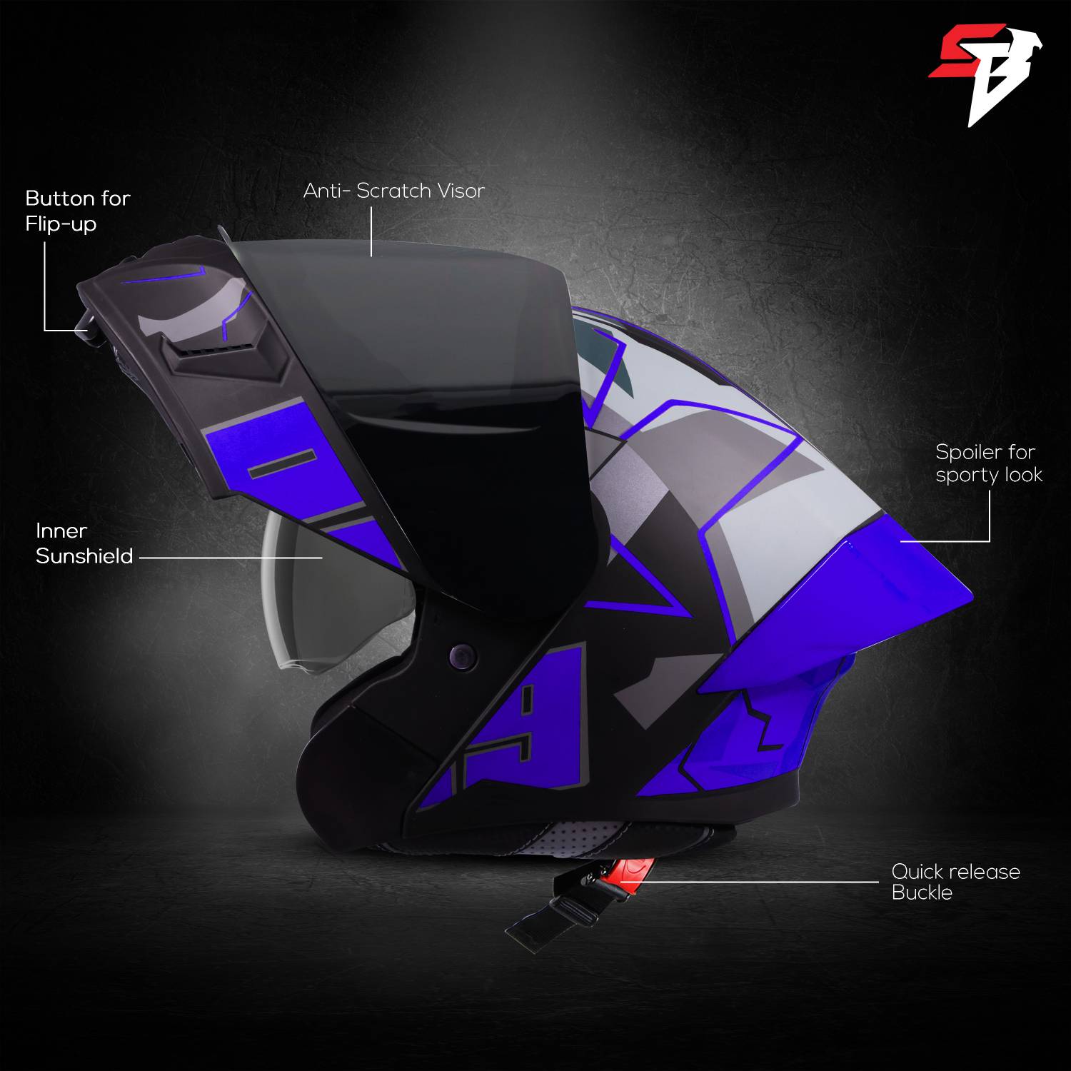 Steelbird SBA-20 09 Flip-Up Graphic Helmet - Image 2