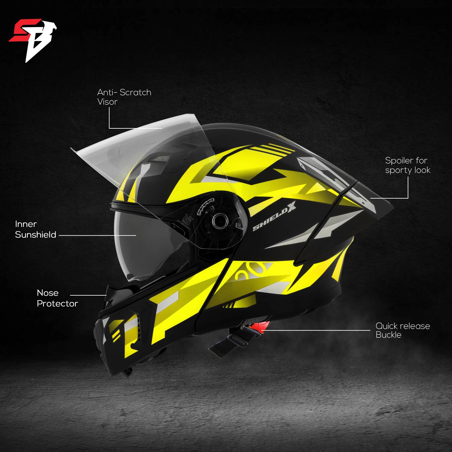 Steelbird SBA-20 SHIELD X ISI Certified Flip-Up Graphic Helmet for