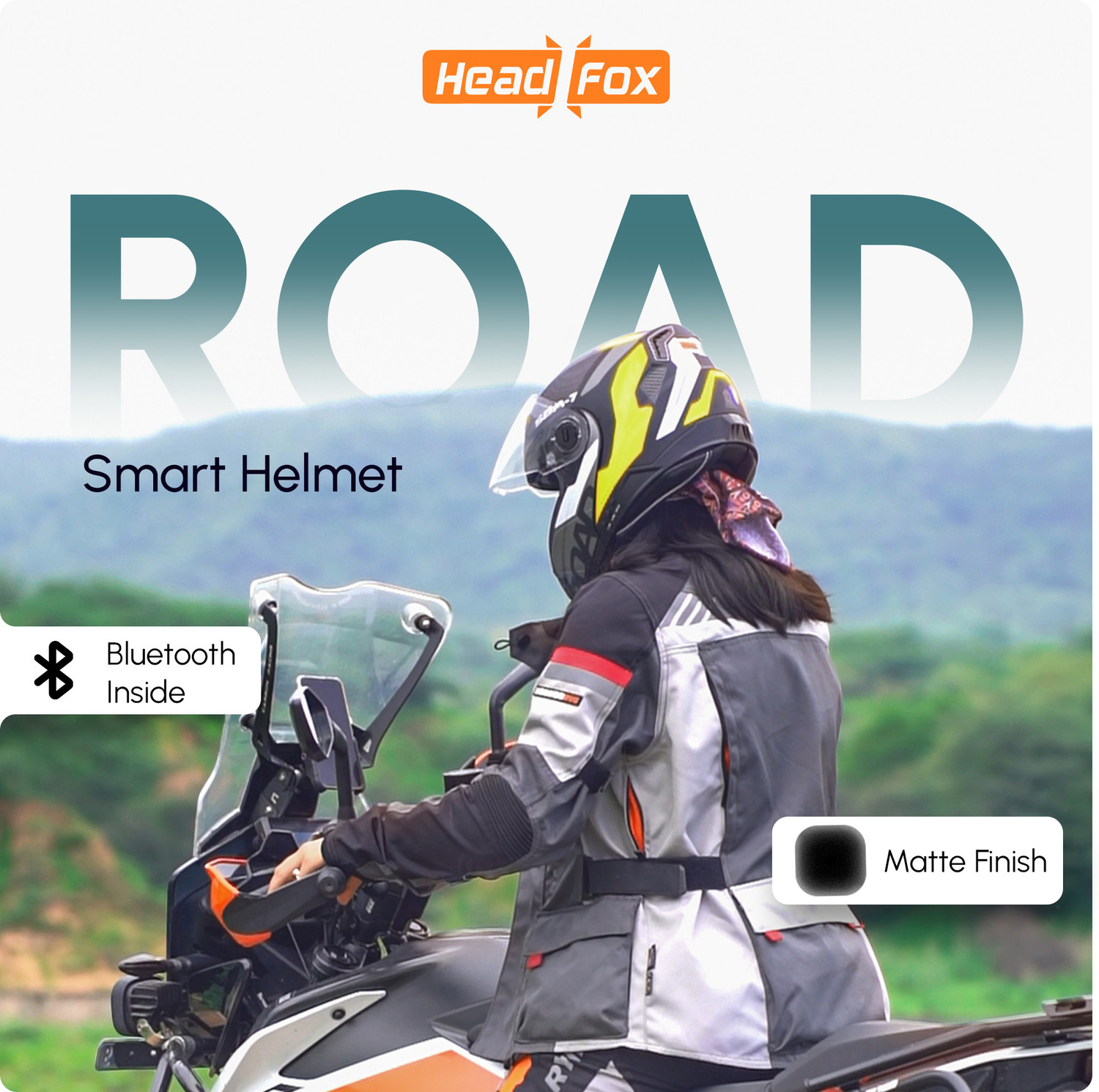 Image of HEADFOX N2 Air 7 Smart Bluetooth Helmet | Call • Music • GPS • Waterproof • Voice Assist Motorbike Helmet