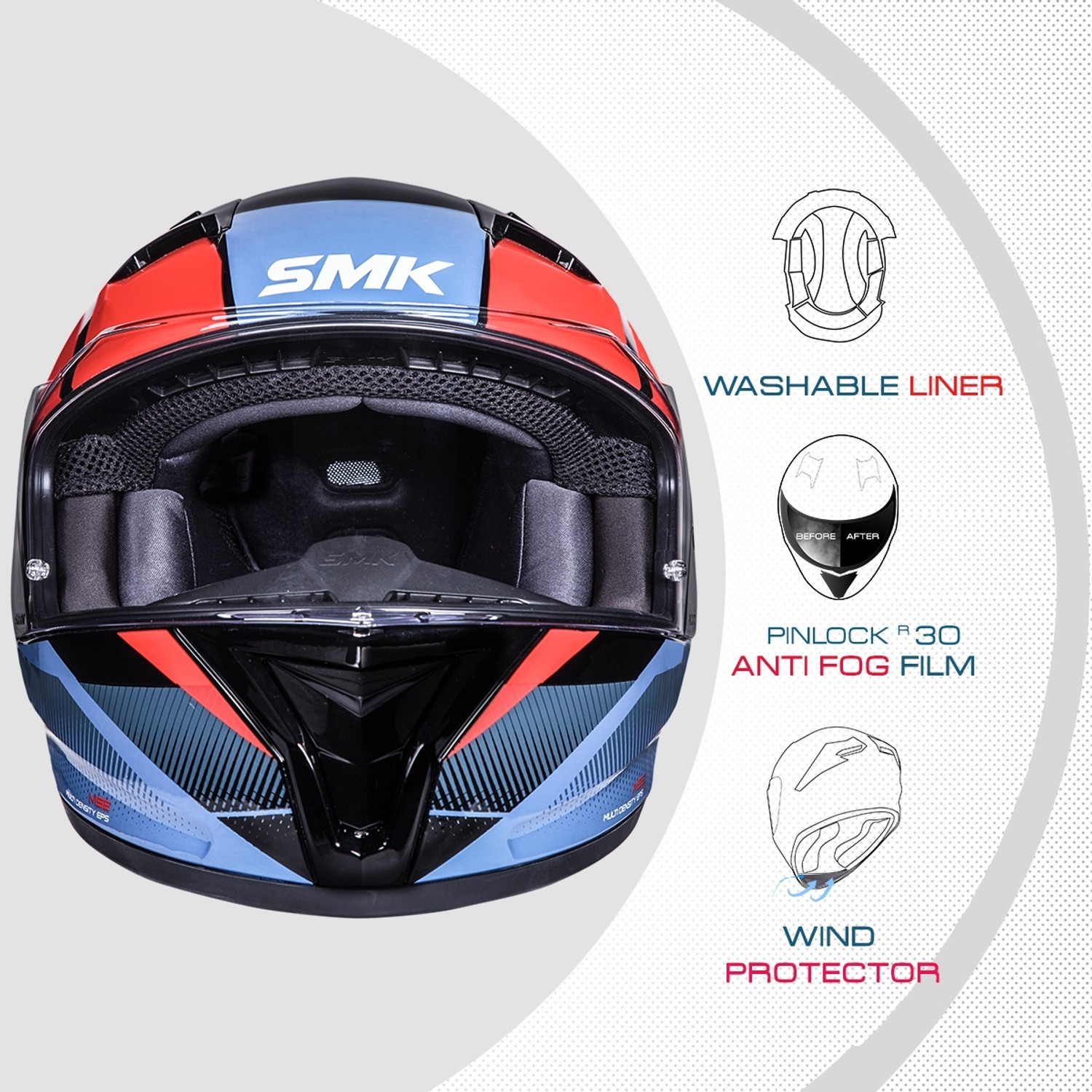 Image of SMK Stellar Sports Faro Motorbike Helmet