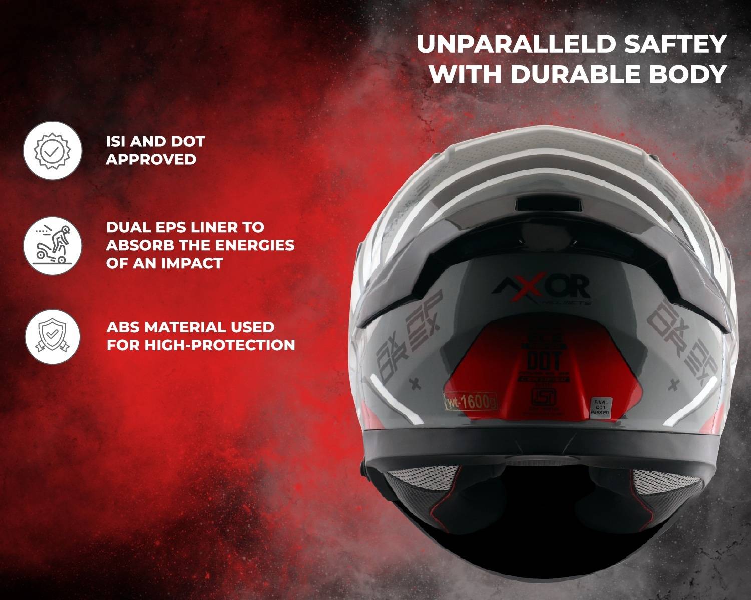 Axor Apex Hex-2 Motorbike Helmet (Gray) - Image 5