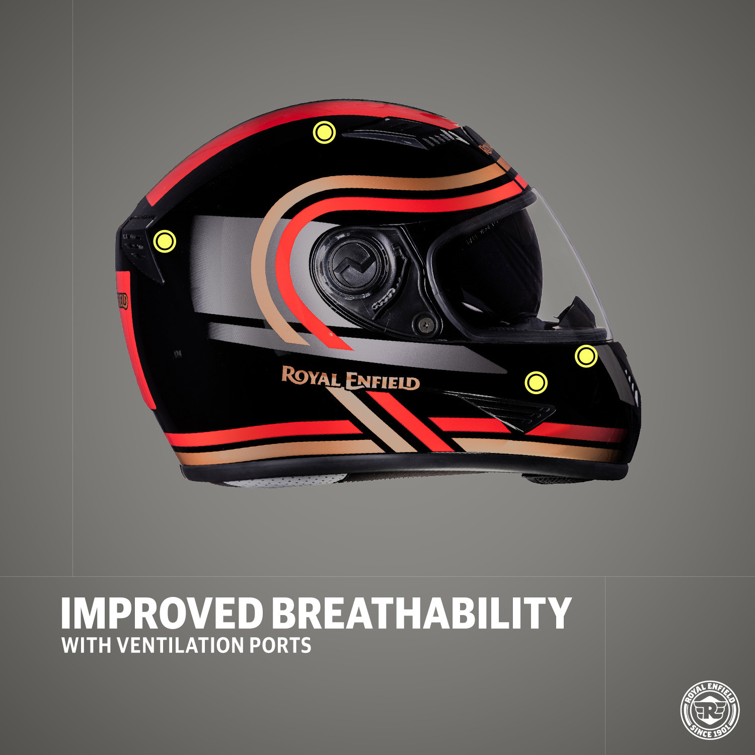 Image of ROYAL ENFIELD Stunner Graphics Helmet With Dual Visor ISI Certified Motorbike Helmet
