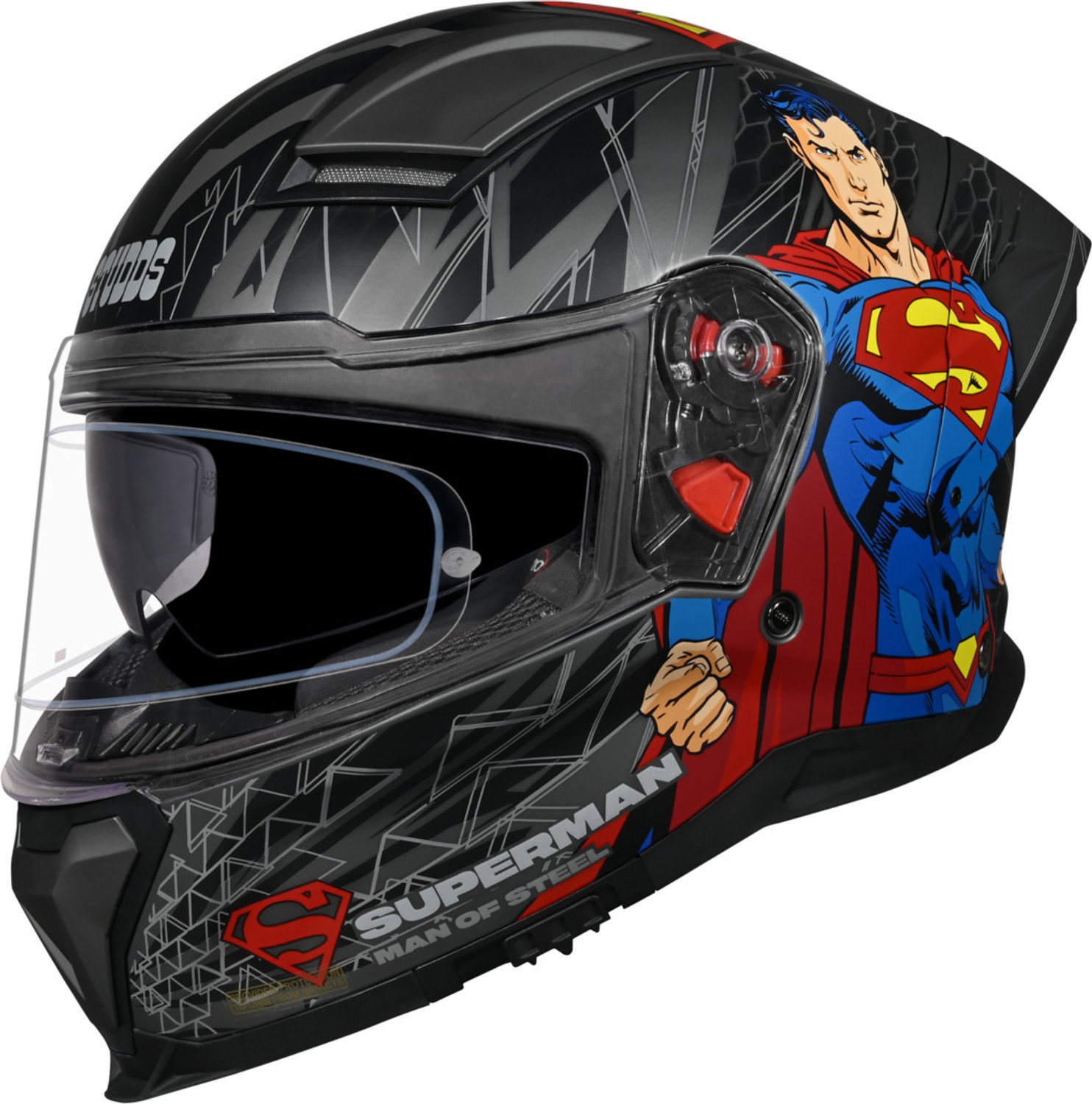 Image of STUDDS Helios Superman Edition ISI and DOT Certified Helmet with Antifog 100 Motorbike Helmet