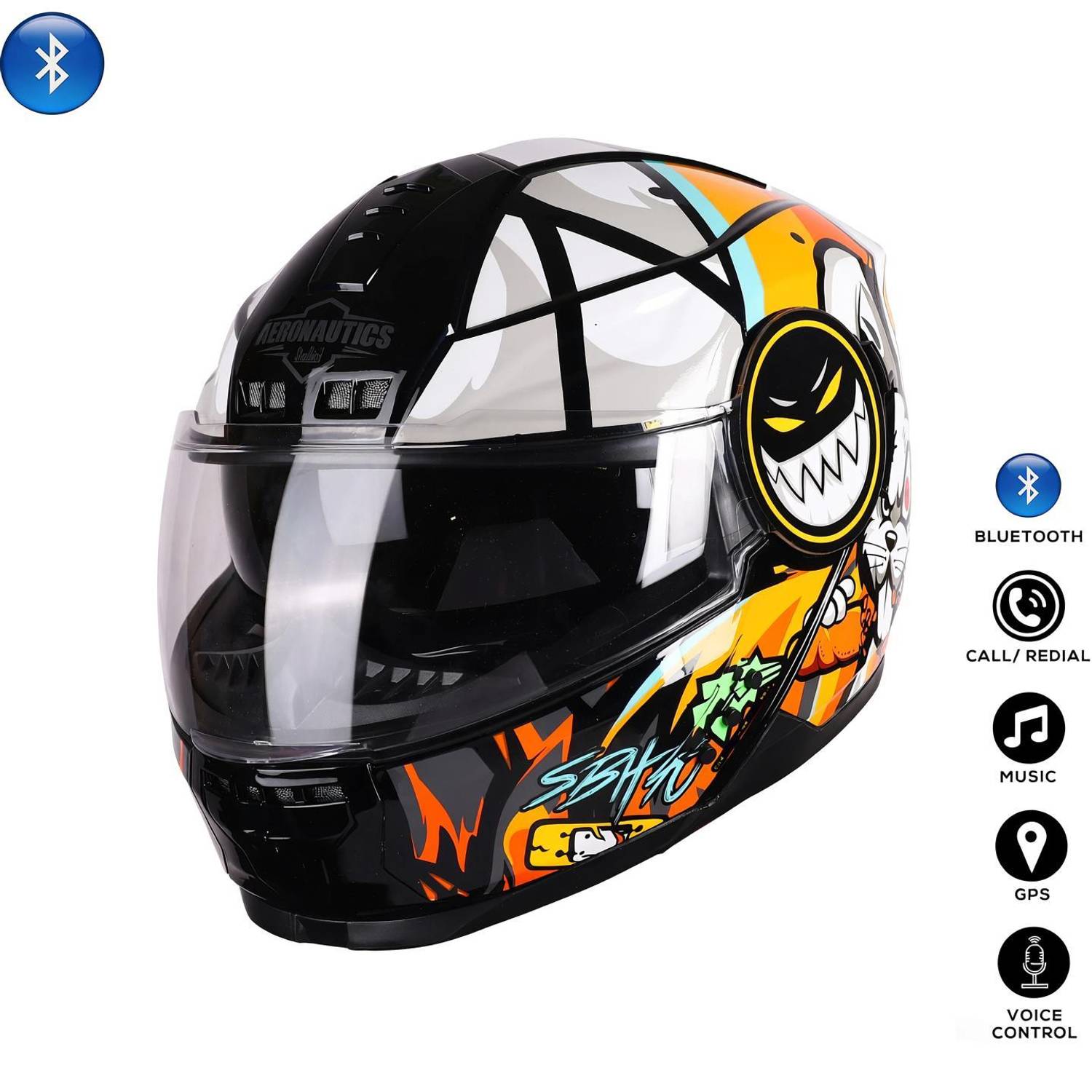 Steelbird Crazy Doe Bluetooth Full Face ISI Certified Helmet for