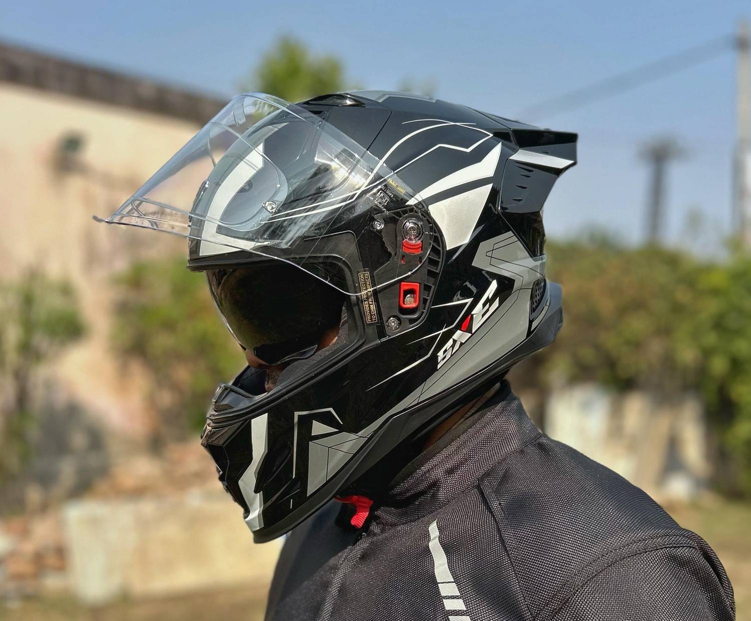 Steelbird Air SBH-61 ISS SXE RACE-X Glossy Black Silver Full Face