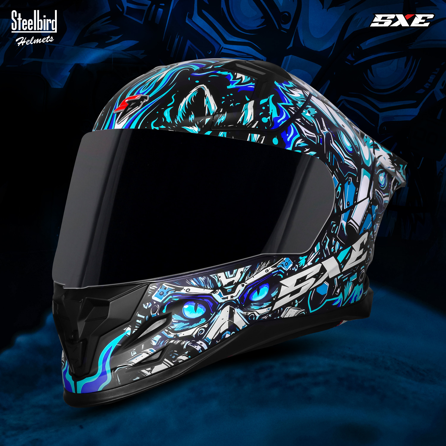 Image of Steelbird SBH 61 SXE X1 ISI and Dot Certified Full Face Graphic Motorbike Helmet