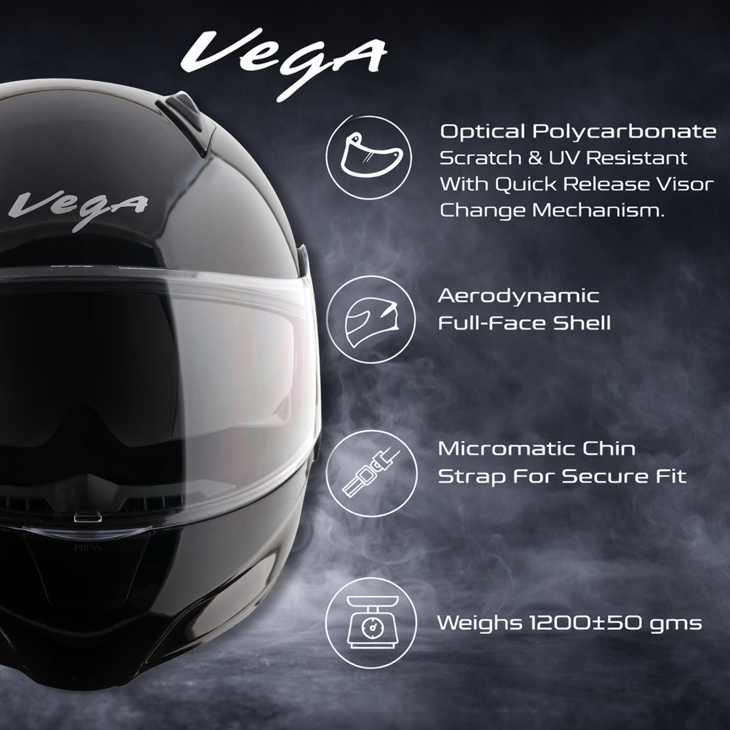 Image of VEGA VM-02 Spike DV Motorbike Helmet