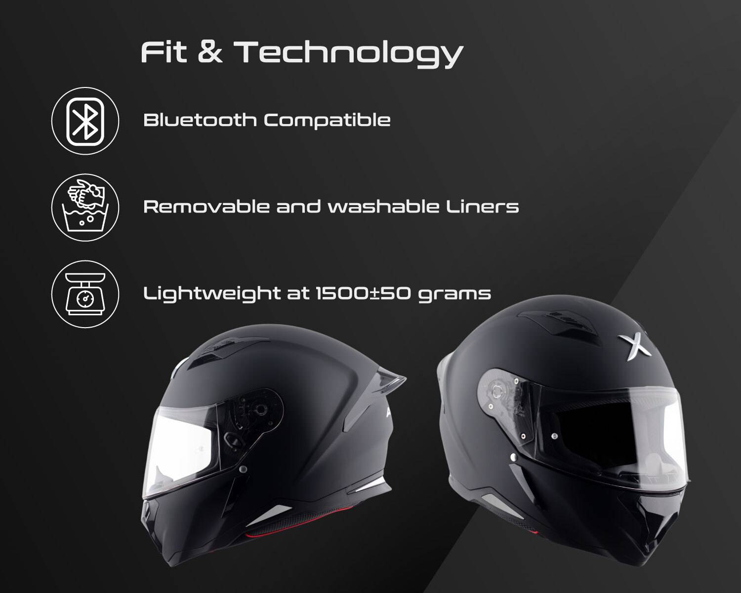Axor Hunter Solid Motorbike Helmet Black - Image 5