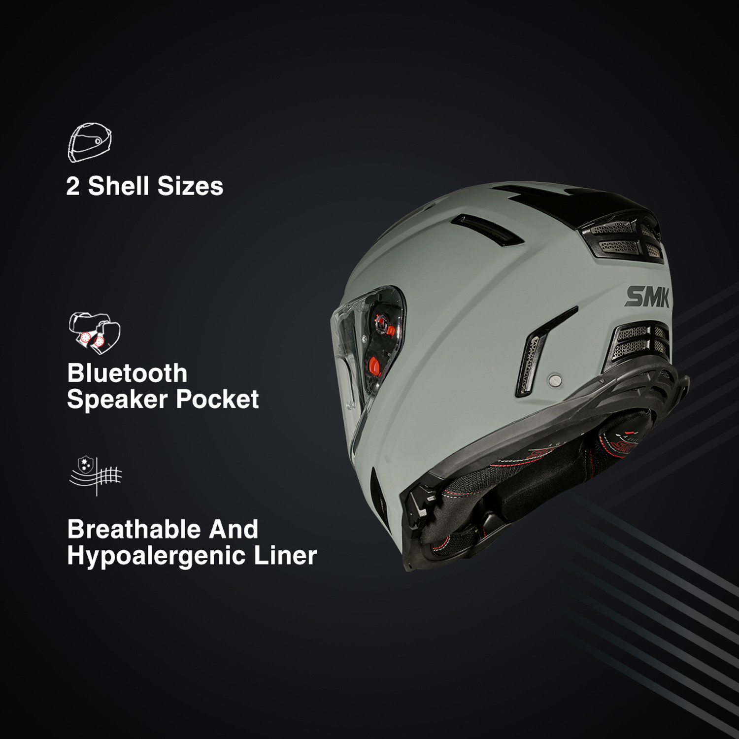 Image of SMK AGNAR SOLID ISI, DOT & ECE 06 Certified Helmet with Dual Visor Motorbike Helmet