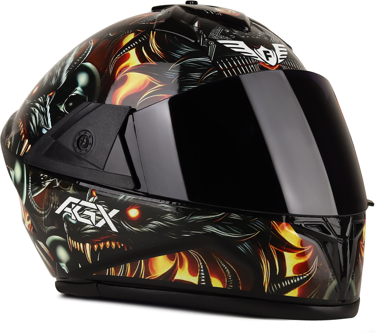 Image of Agx Fighter Devil HD Graphics with Anti UV PC Visor ABS Material Unisex Motorbike Helmet (Multicolor)
