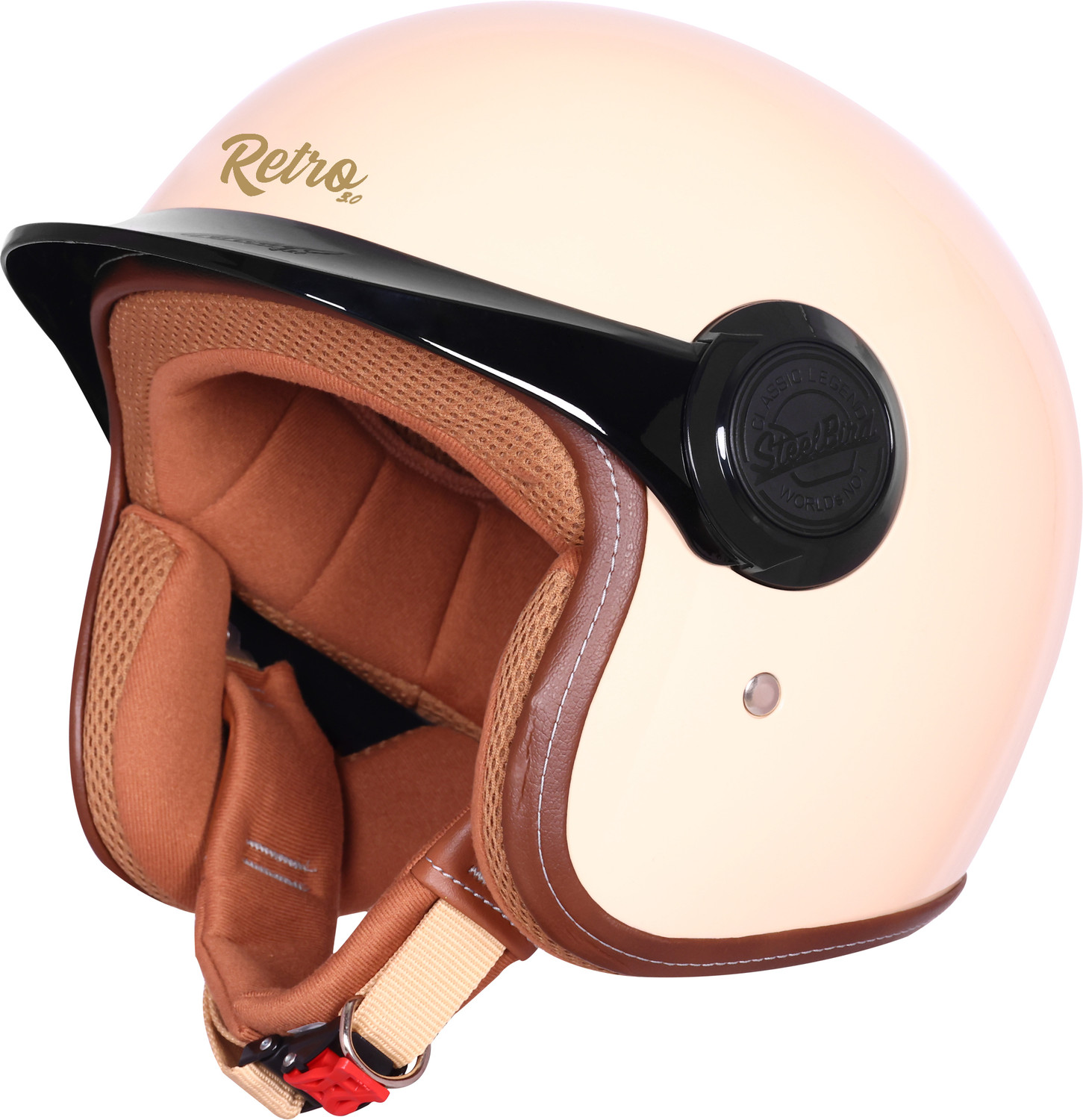 Image of Steelbird SBH-65 3.0 Retro With Peak Cap ISI And DOT Certified Open Face Motorbike Helmet