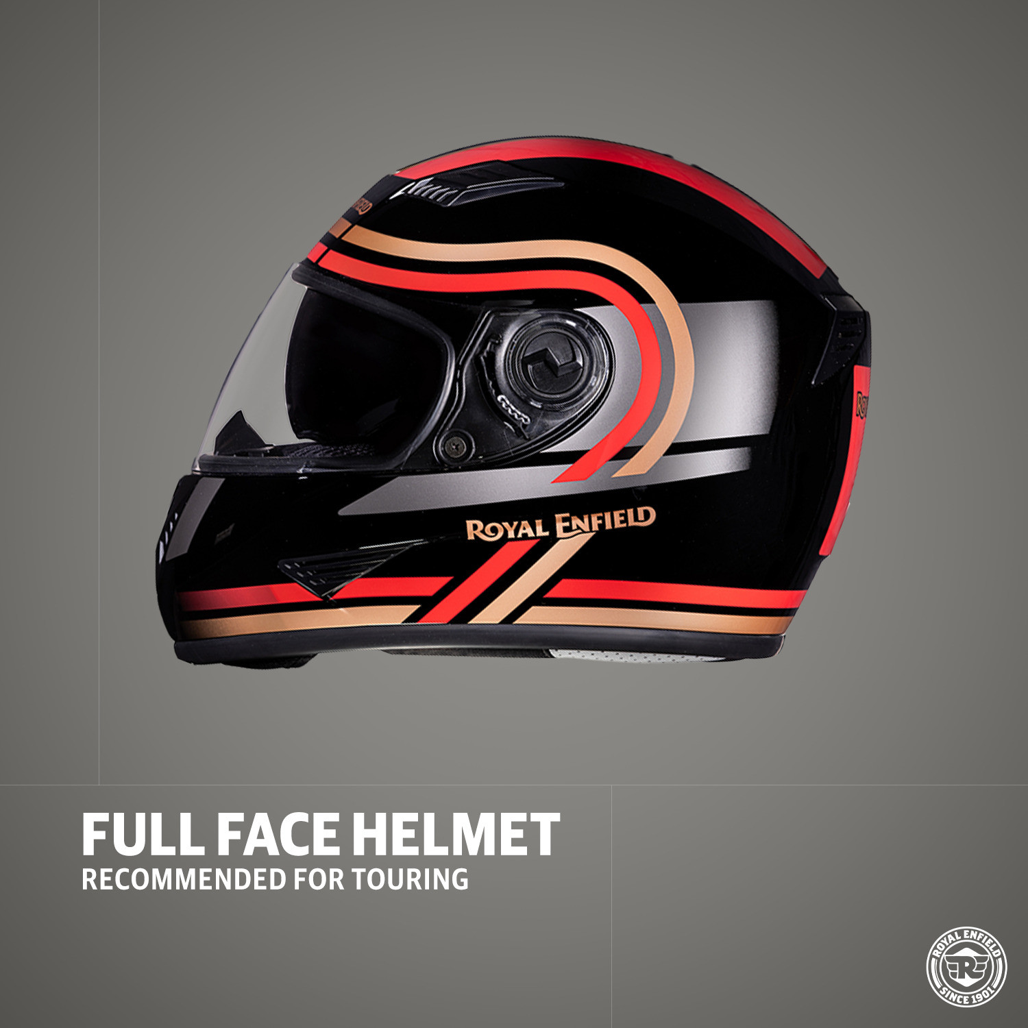 Image of ROYAL ENFIELD Stunner Graphics Helmet With Dual Visor ISI Certified Motorbike Helmet