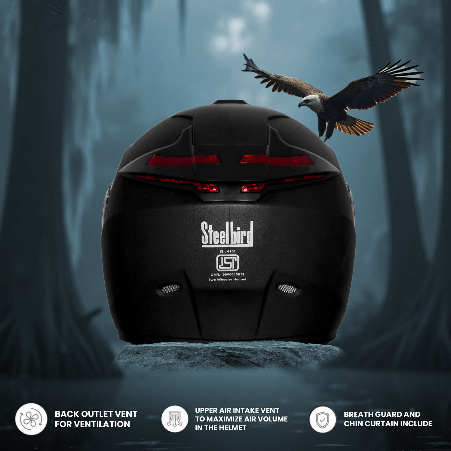 Image of Steelbird SBH-62 Garud Reflector ISI Certified Full Face Helmet for Women and Men Motorbike Helmet