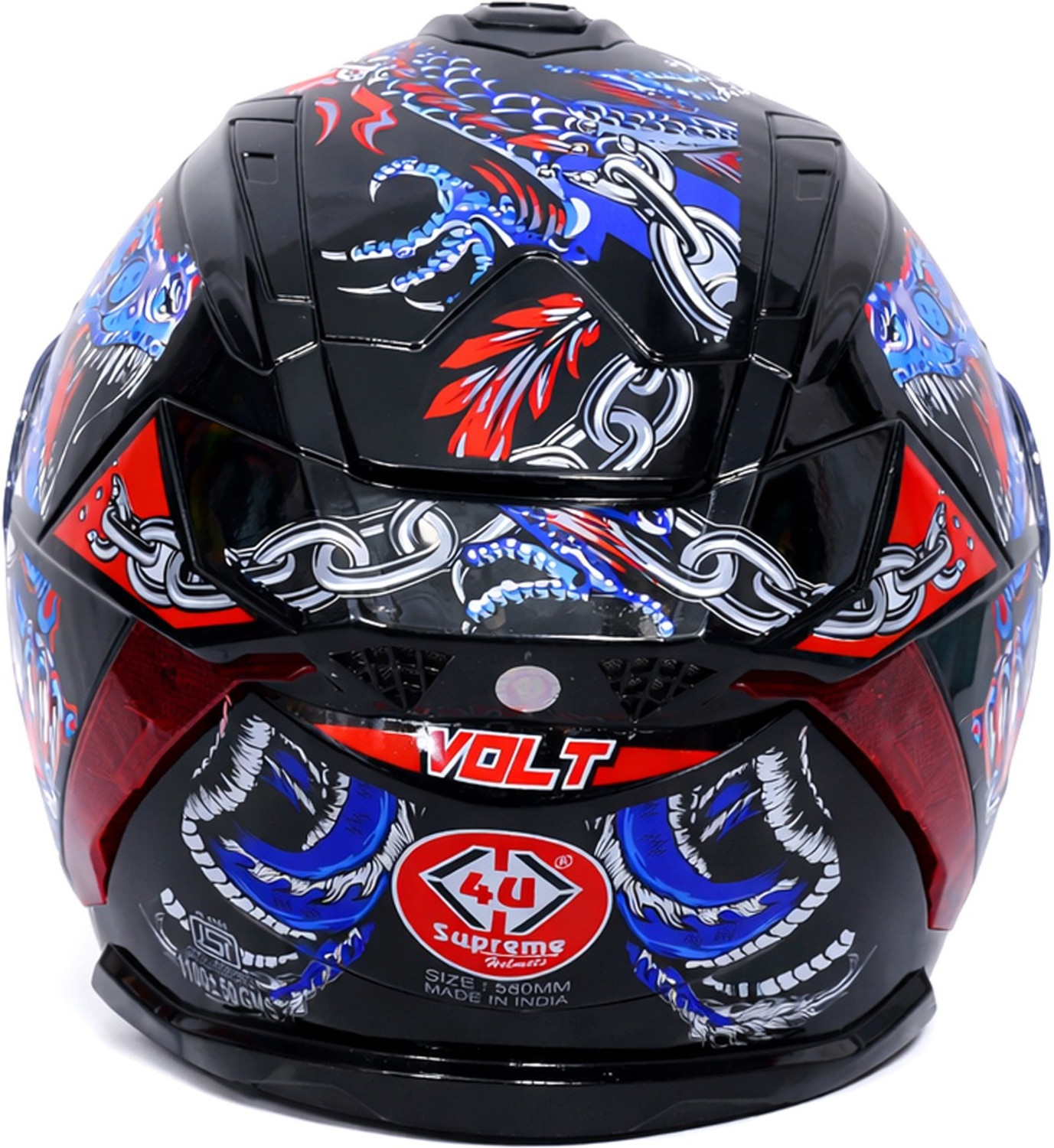 Image of 4u superem VOLT DUAL VISOR NATURAL RED GAPHICS Motorbike Helmet