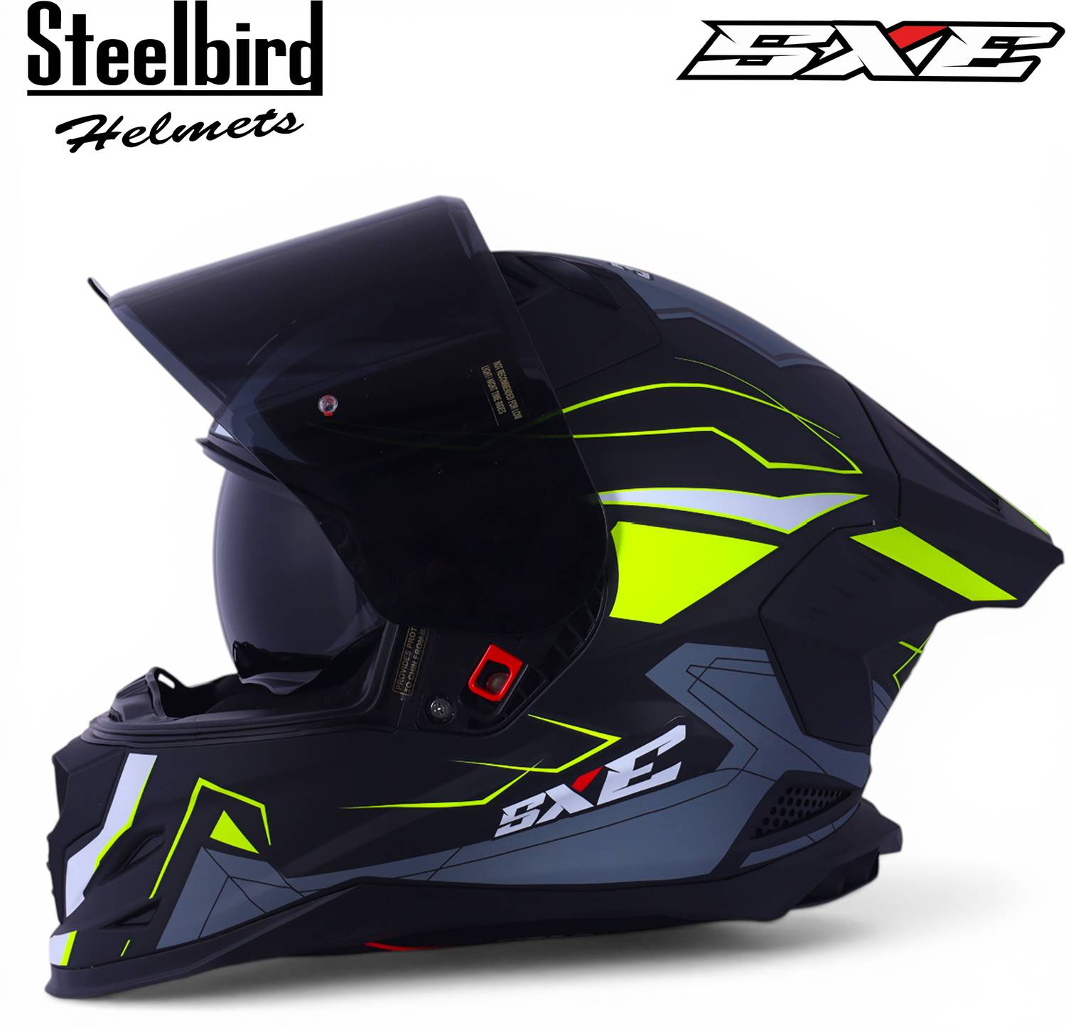 Steelbird Air SBH-61 ISS SXE RACE-X TPE Edition Matt Black Neon Helmet - Image 5