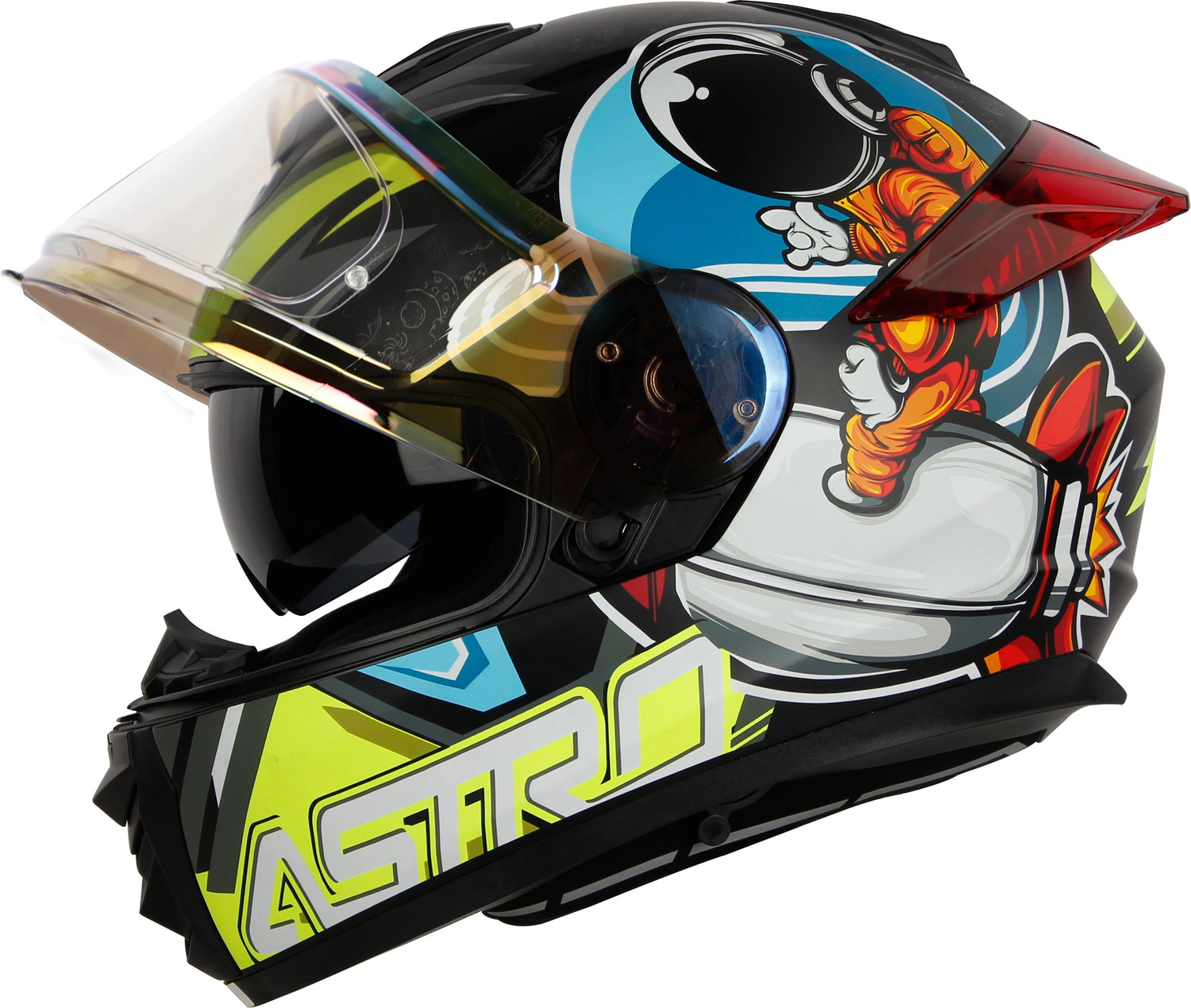 Image of IGNYTE IN-8 Astronaut ISI /DOT Certified Full Face Graphic Helmet with Inner Sun Shield Motorbike Helmet