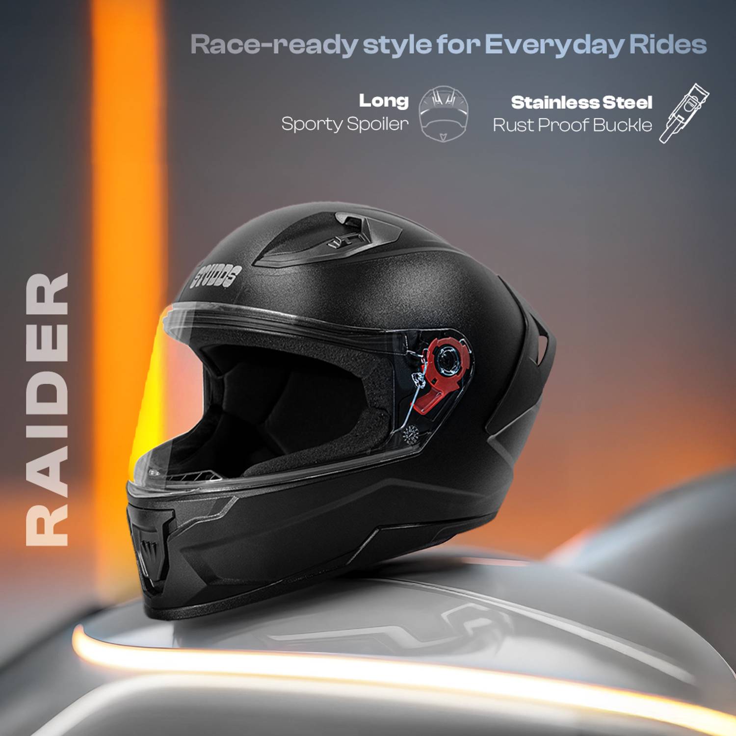 STUDDS Raider Black Motorbike Helmet - Image 5