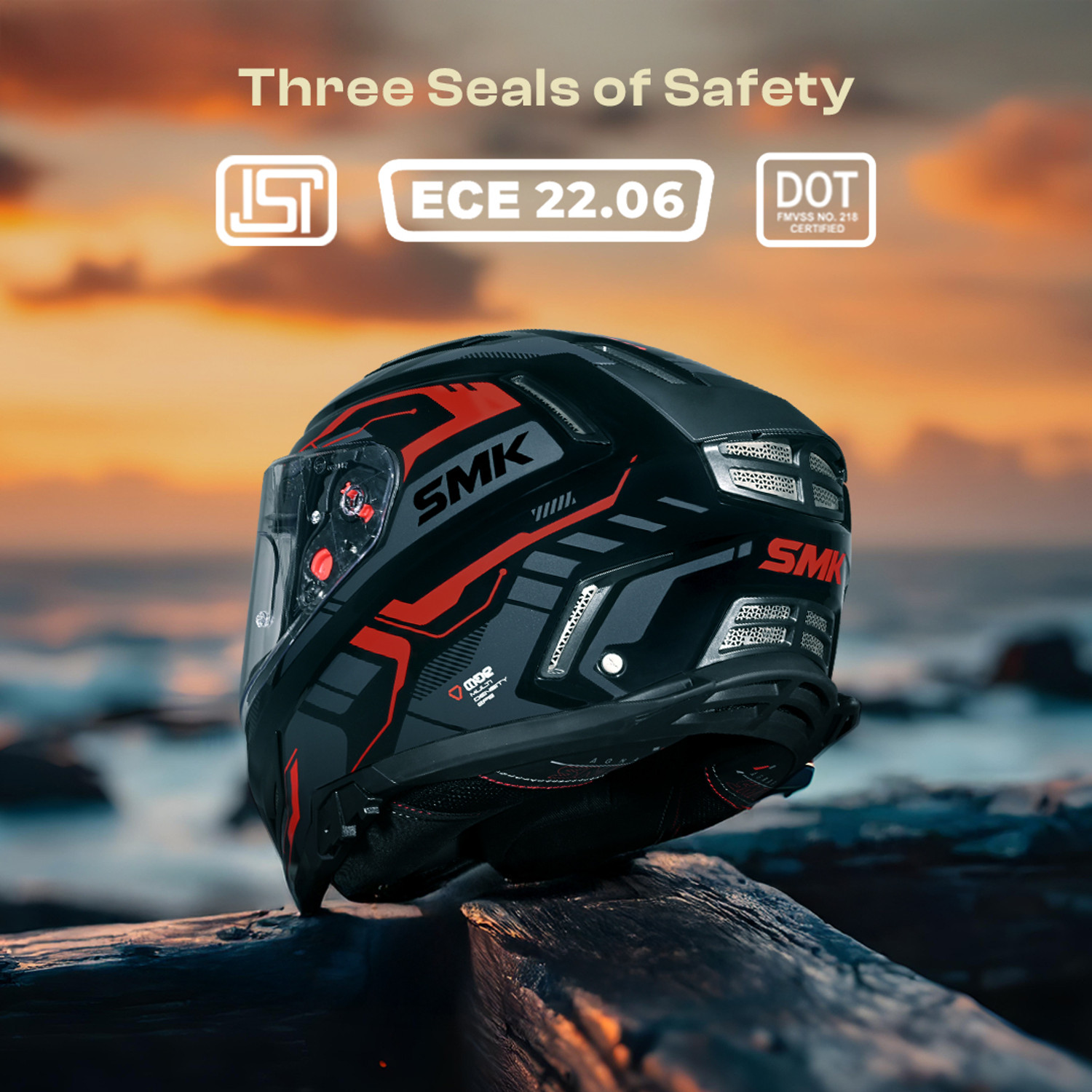 Image of SMK AGNAR TEKTRON ISI, DOT & ECE 06 Certified Helmet with Dual Visor Motorbike Helmet