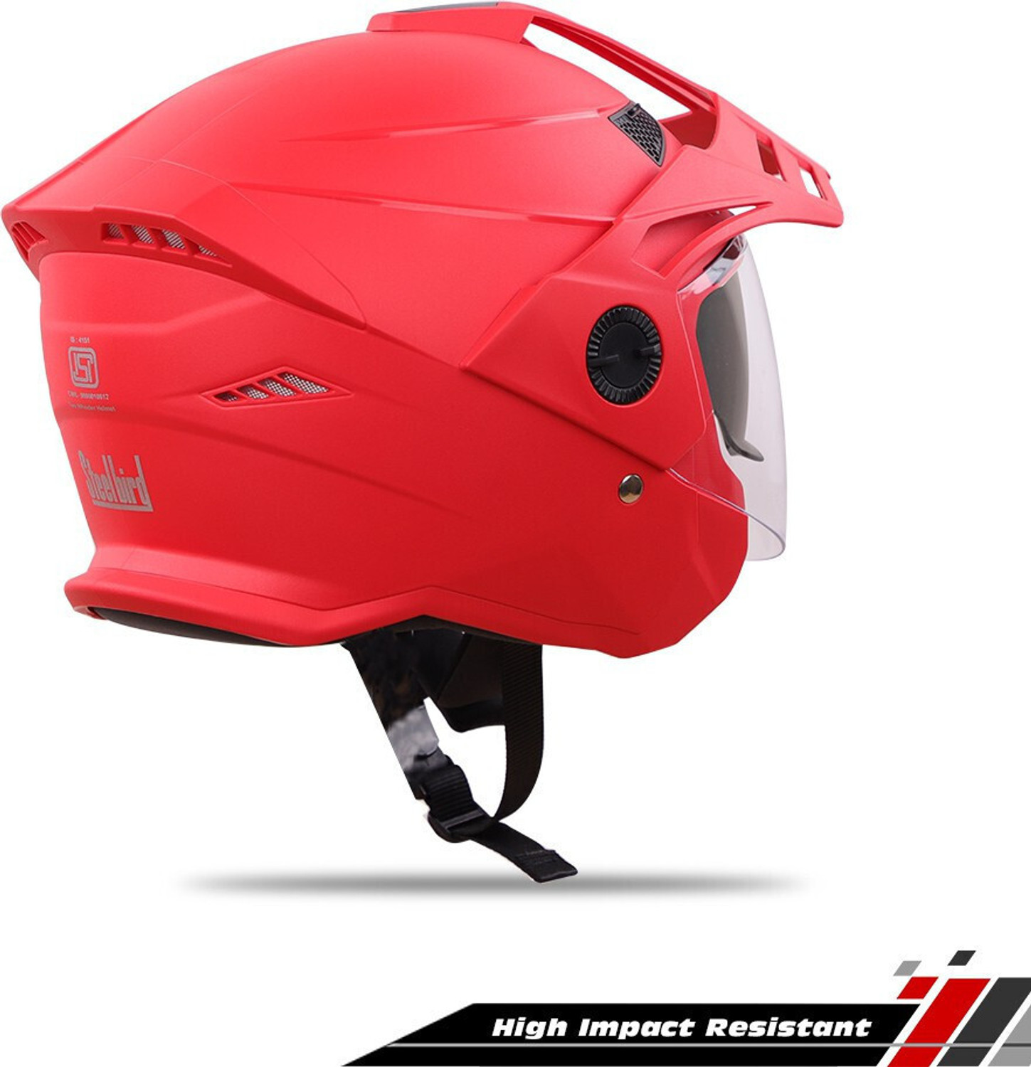 Image of Steelbird SBH-23 GT Plus Open Face ISI Certified Helmet with Inner Sun Shield Motorbike Helmet