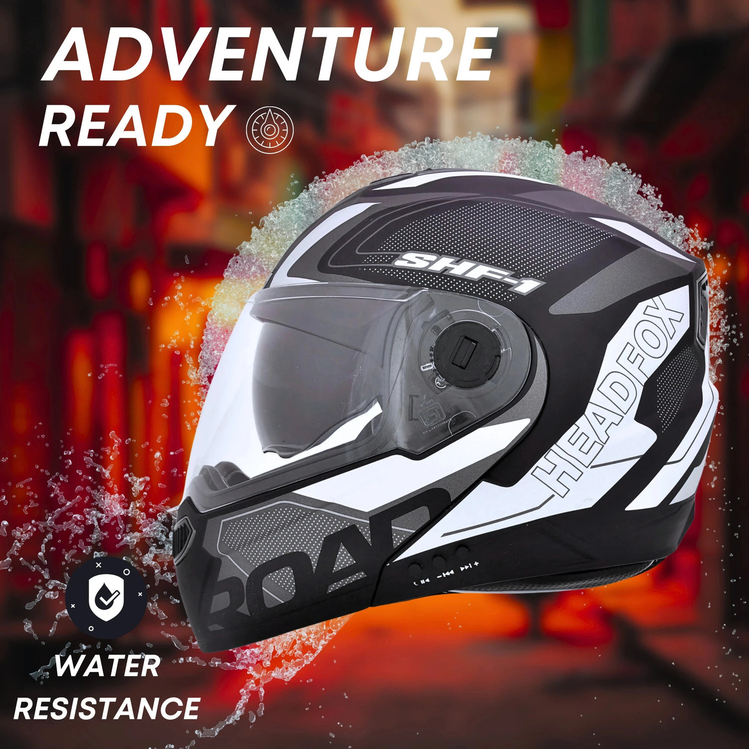 Image of HEADFOX N2 Air 7 Smart Bluetooth Waterproof | Music | GPS | Calls | Voice Asst. Road DV Motorbike Helmet
