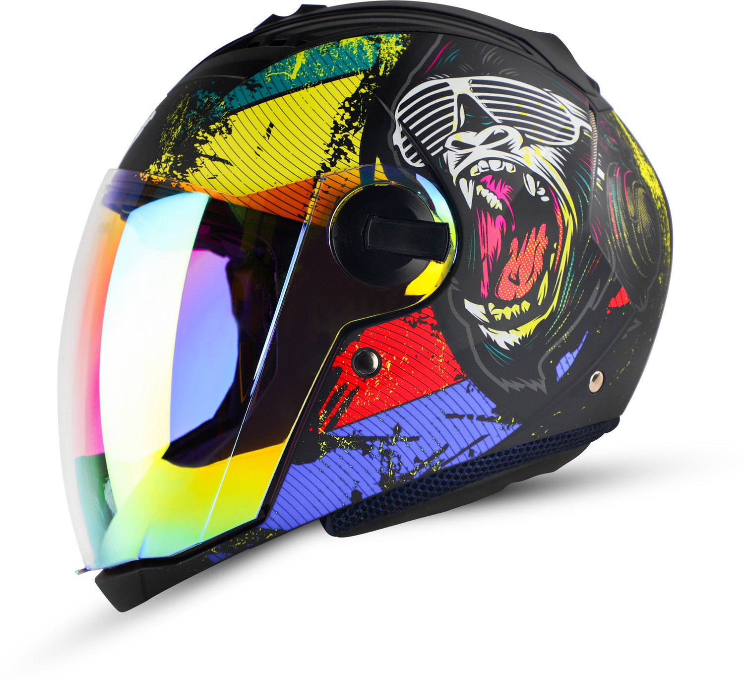 Image of Steelbird SBA-2 Monkey ISI Certified Full Face Photochromic Graphic Helmet for Men Motorbike Helmet