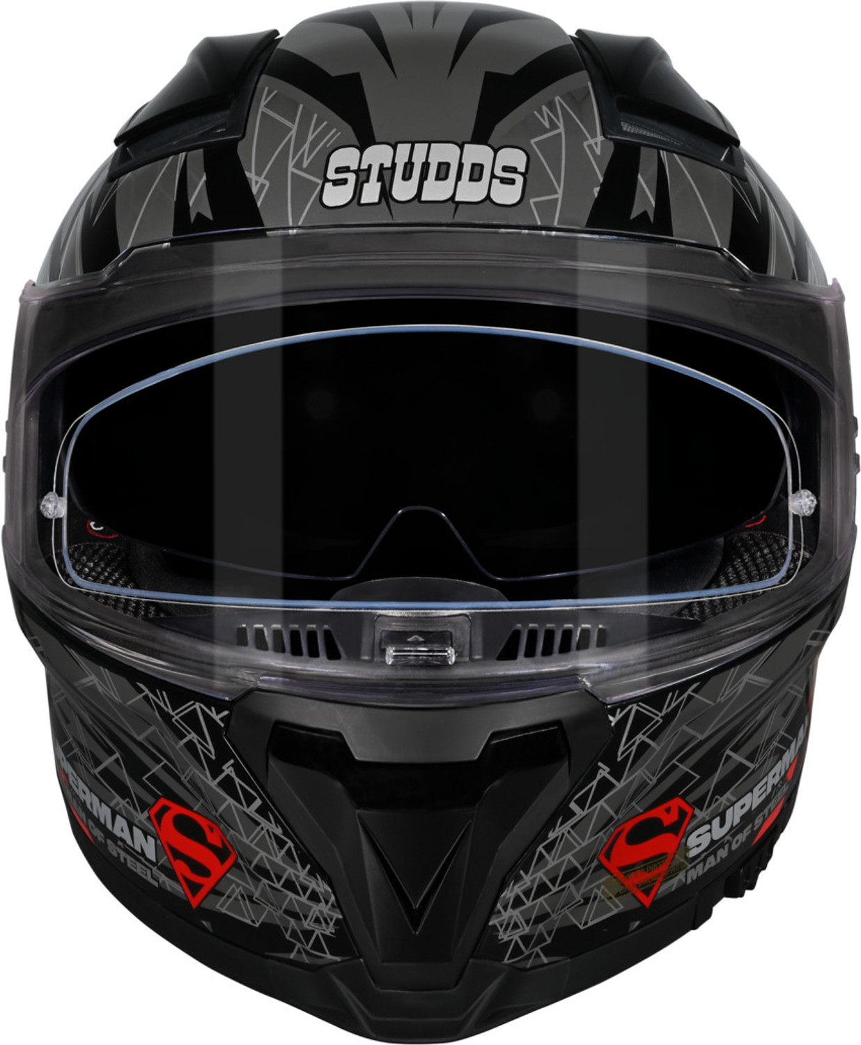 Image of STUDDS Helios Superman Edition ISI and DOT Certified Helmet with Antifog 100 Motorbike Helmet