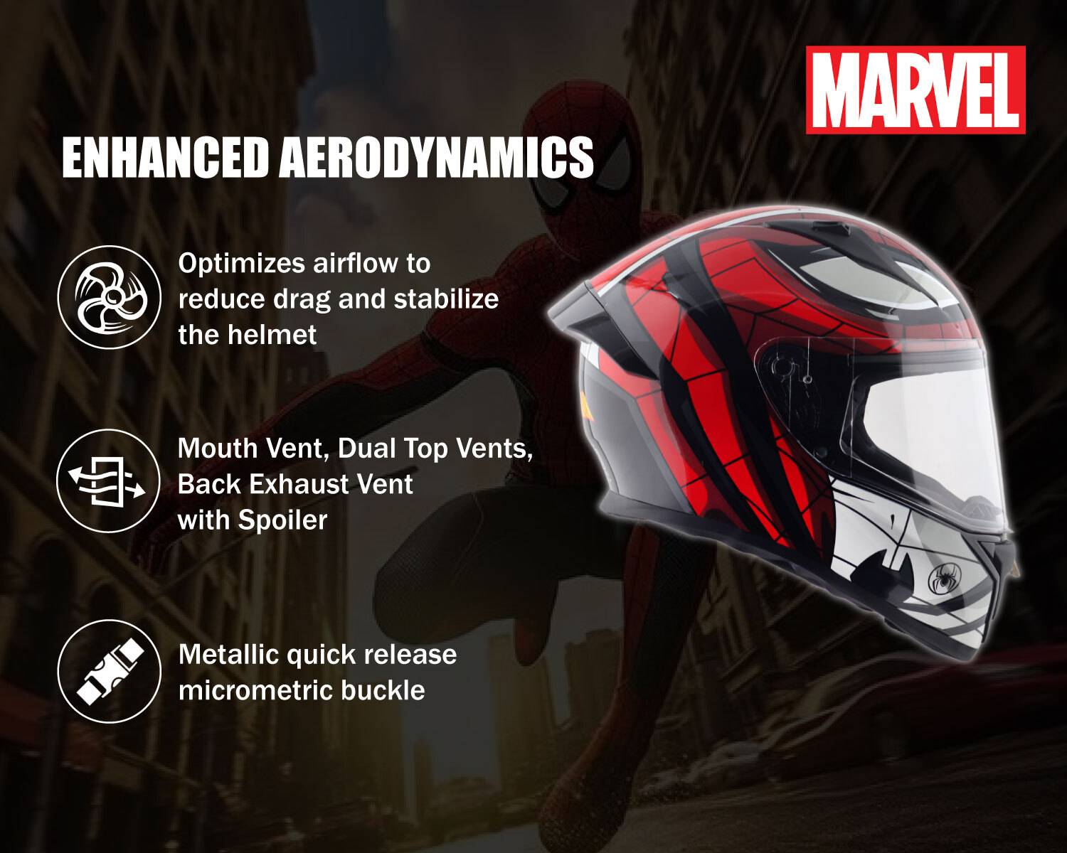 VEGA Bolt Marvel Spiderman Motorbike Helmet - Image 5