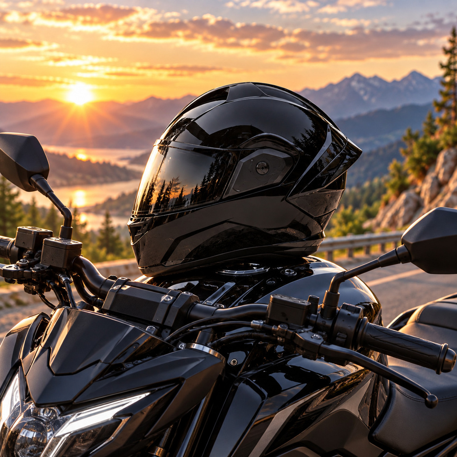 Image of FOROLY Raven ABS Spoiler with Black Visor in Durable Material Motorbike Helmet (Black)