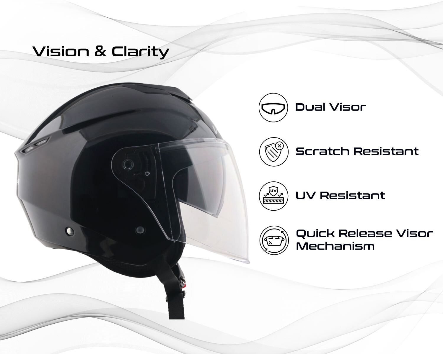 Image of VEGA VO-04 Punch DV Face Helmet-Black-M Motorbike Helmet