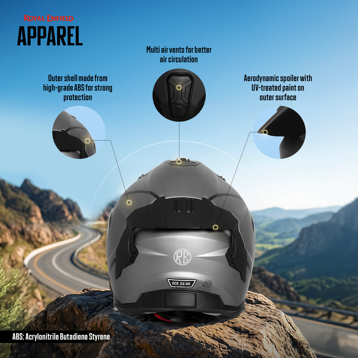 Image of ROYAL ENFIELD Velocity ISI /ECE Certified Dual Visor Full Face Graphic Helmet with Anti Fog Motorbike Helmet