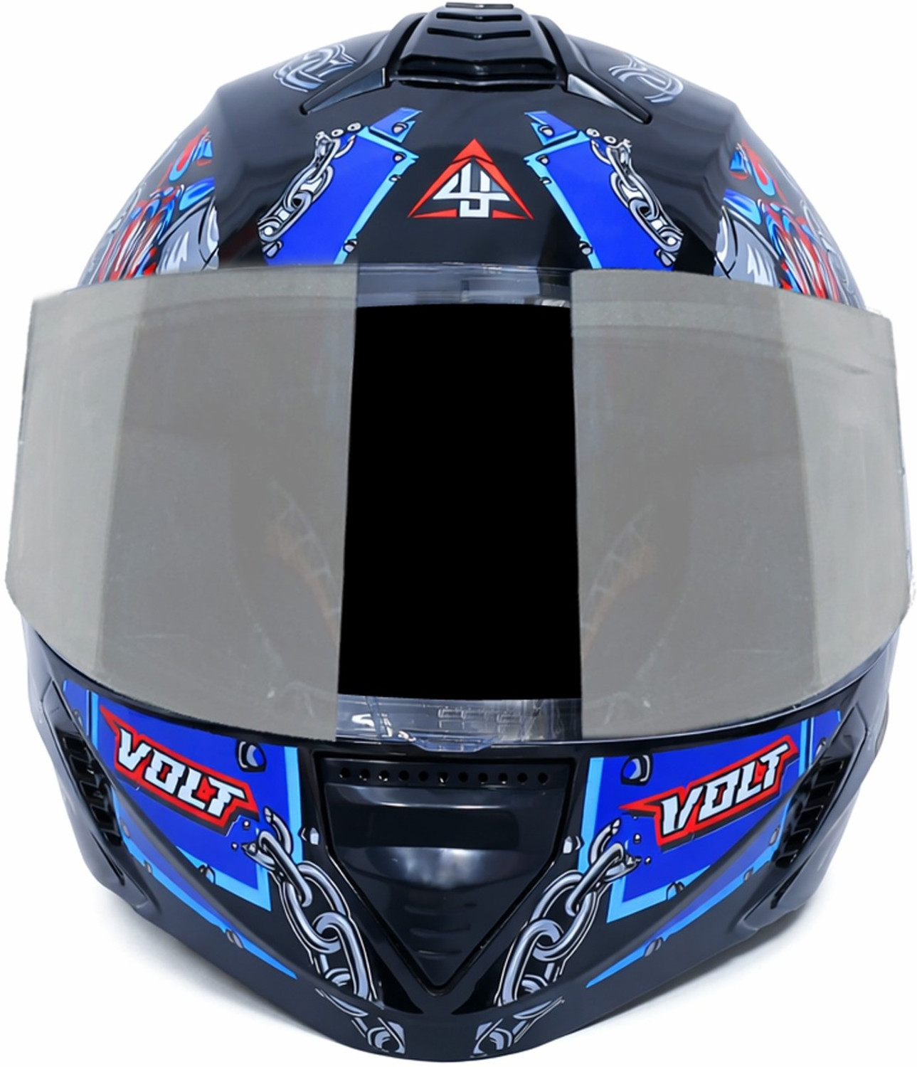 Image of 4u superem VOLT DUAL VISOR NATURAL RED GAPHICS Motorbike Helmet