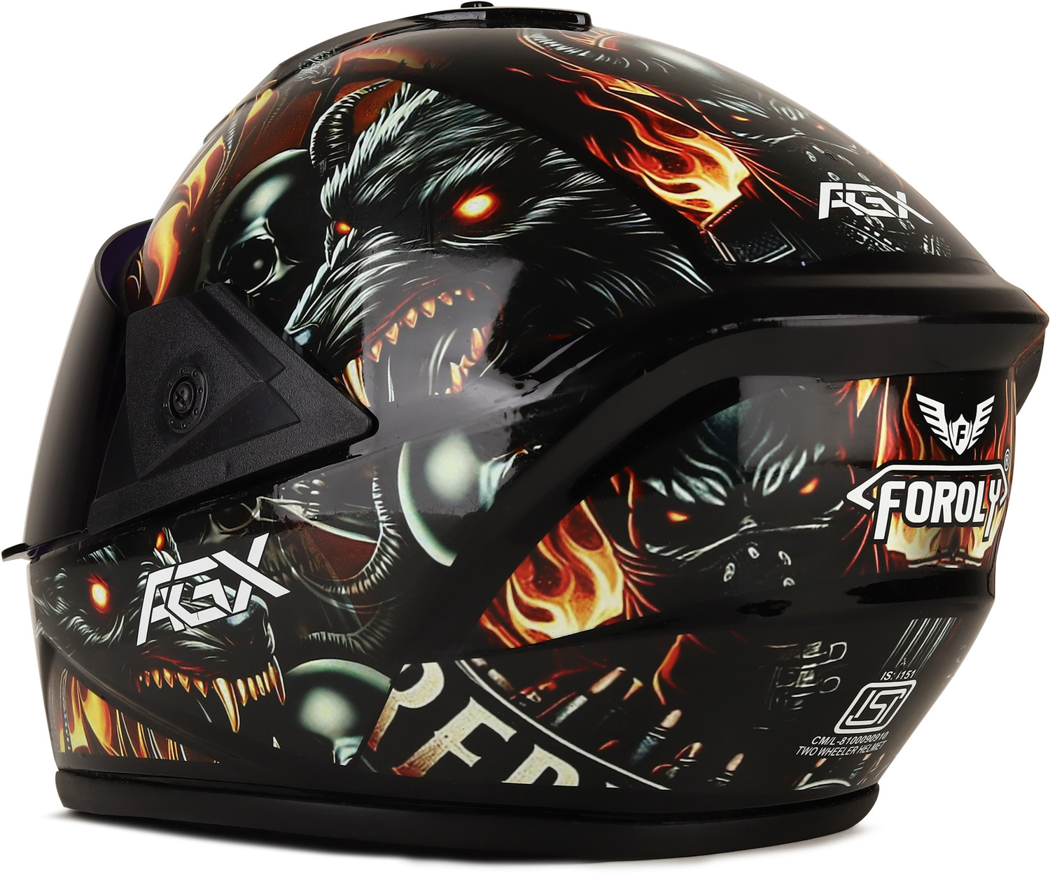 Image of Agx Fighter Devil HD Graphics with Anti UV PC Visor ABS Material Unisex Motorbike Helmet (Multicolor)