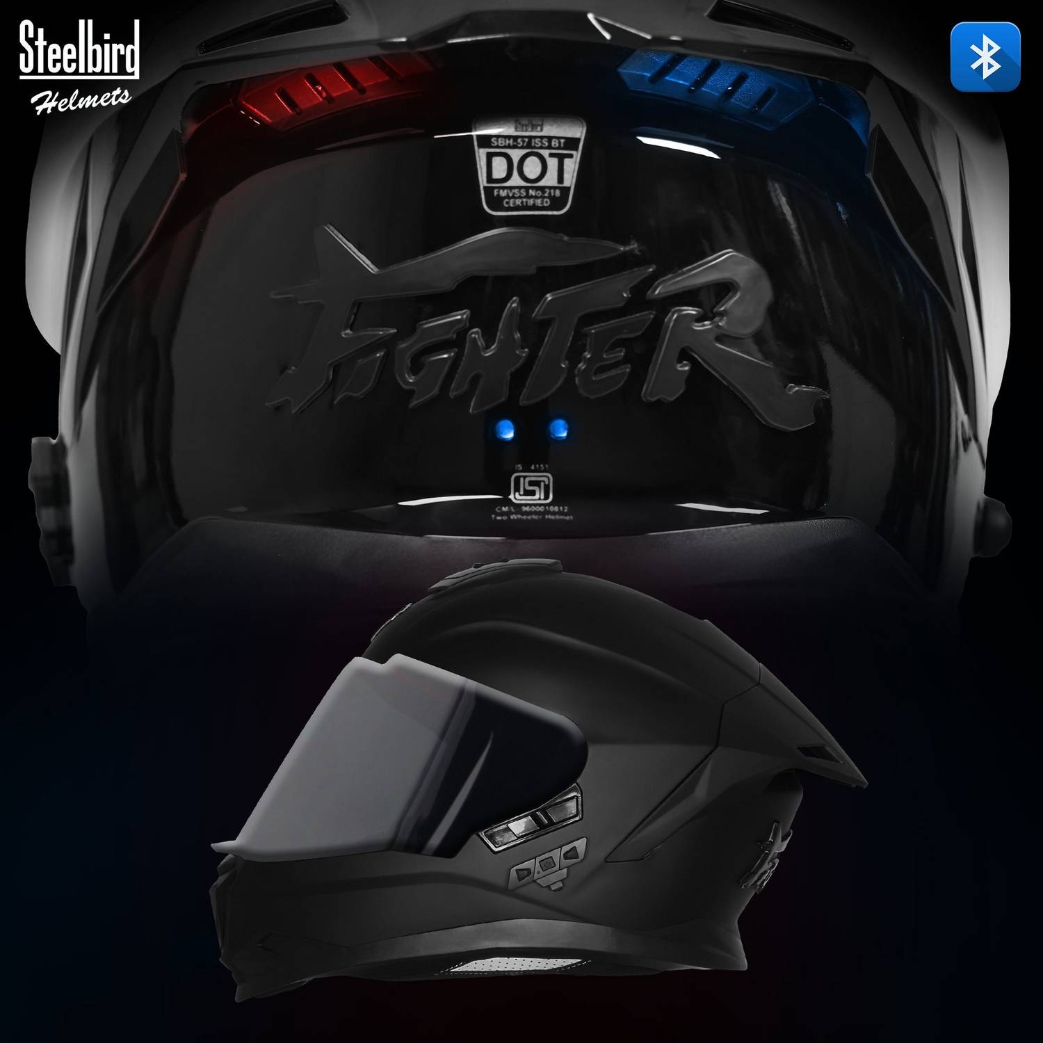 Steelbird SBH-57 Fighter Bass X Bluetooth Helmet - Image 3